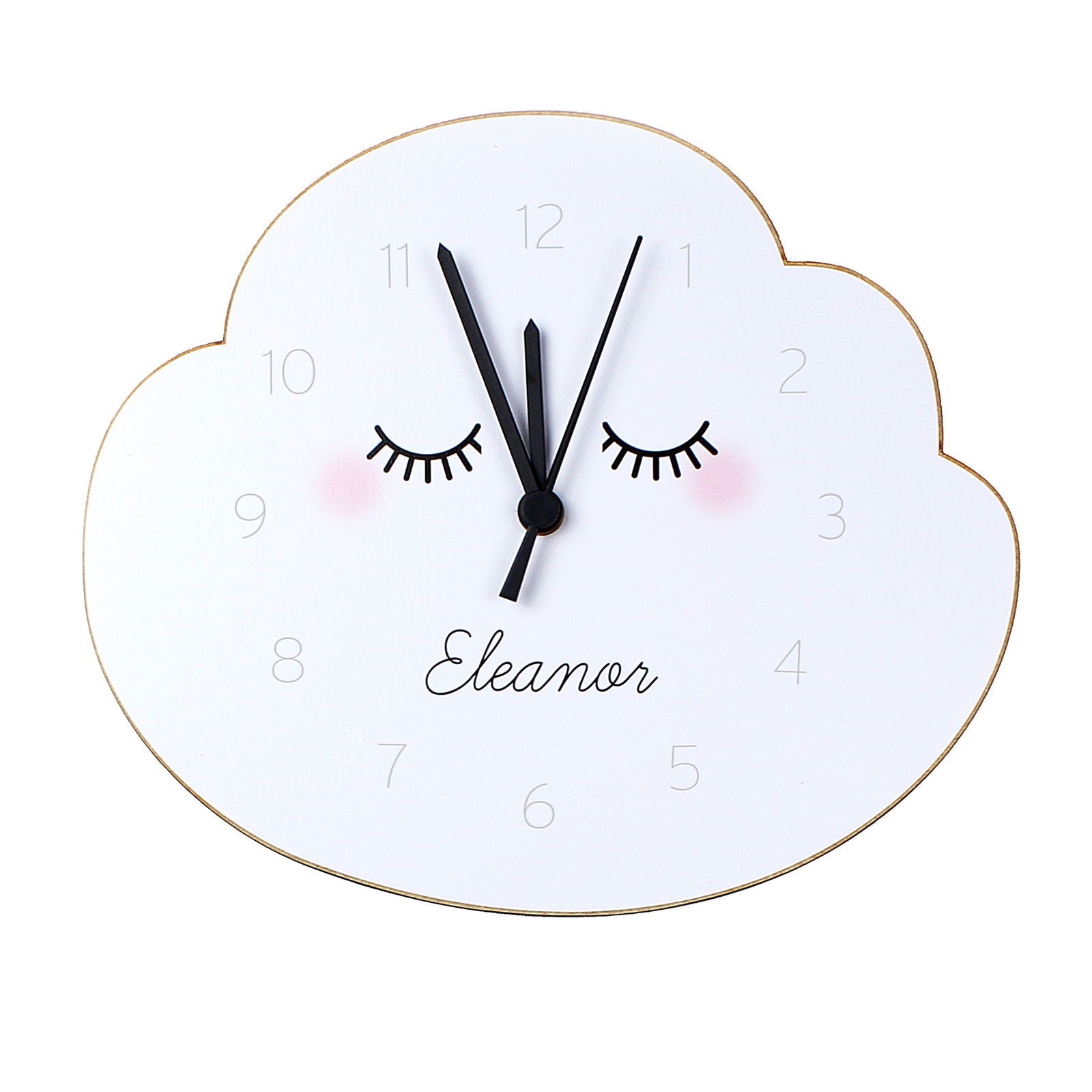Personalised Eyelash Cloud Shape Wooden Clock