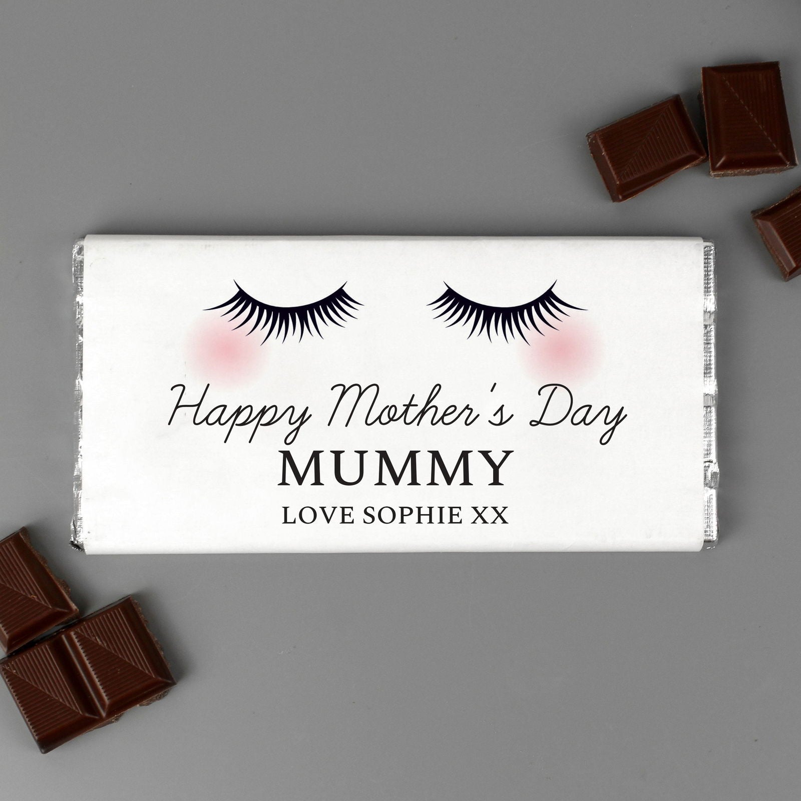 Personalised Eyelashes Milk Chocolate Bar