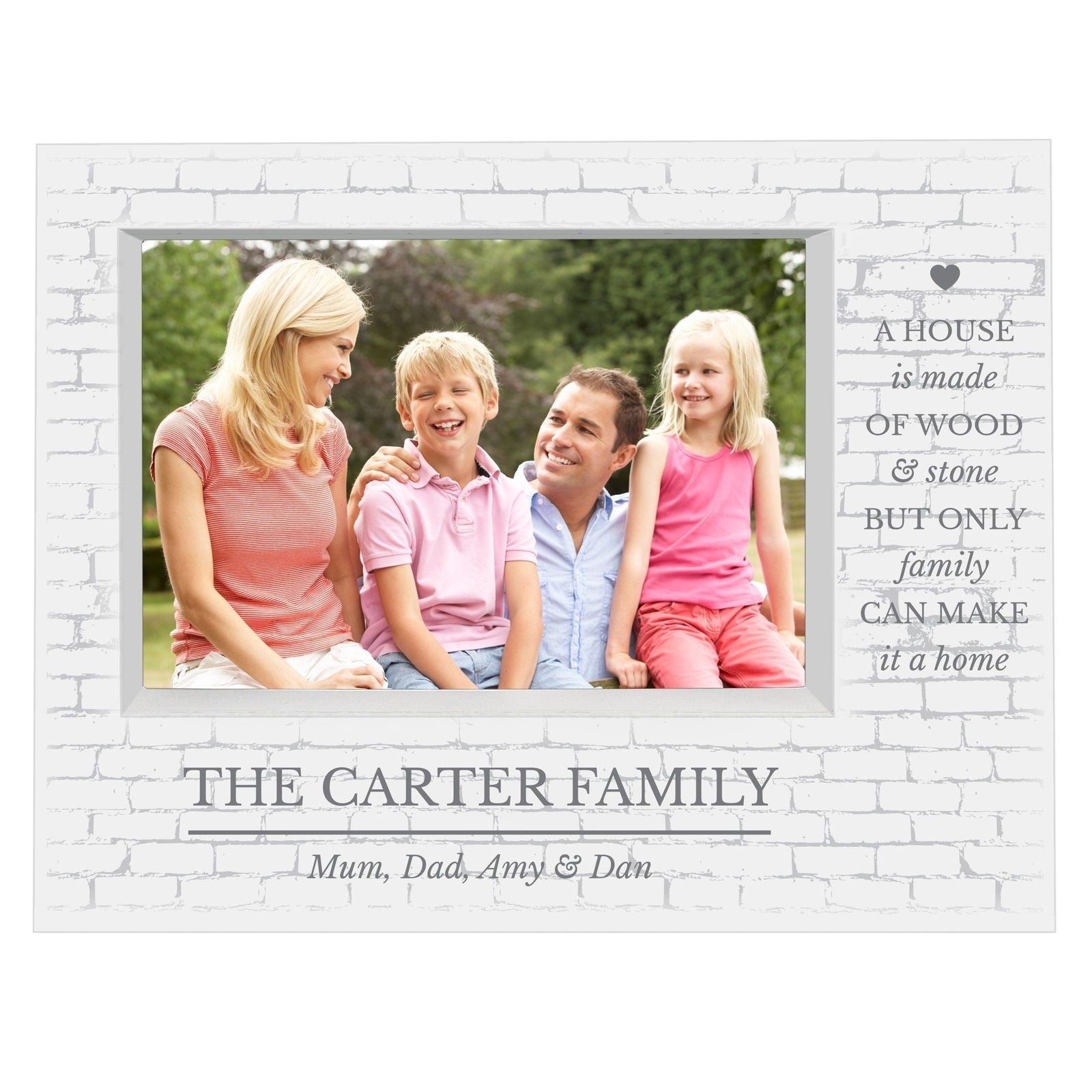 Personalised Family 7x5 Inch Landscape Box Photo Frame