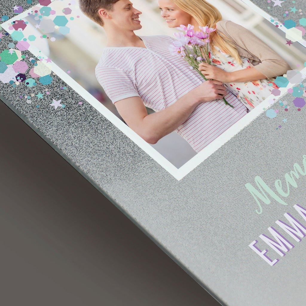 Personalised Festival Style 4x4 Inch Glitter Glass Photo Frame