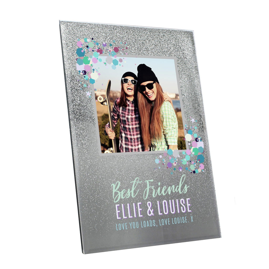 Personalised Festival Style 4x4 Inch Glitter Glass Photo Frame