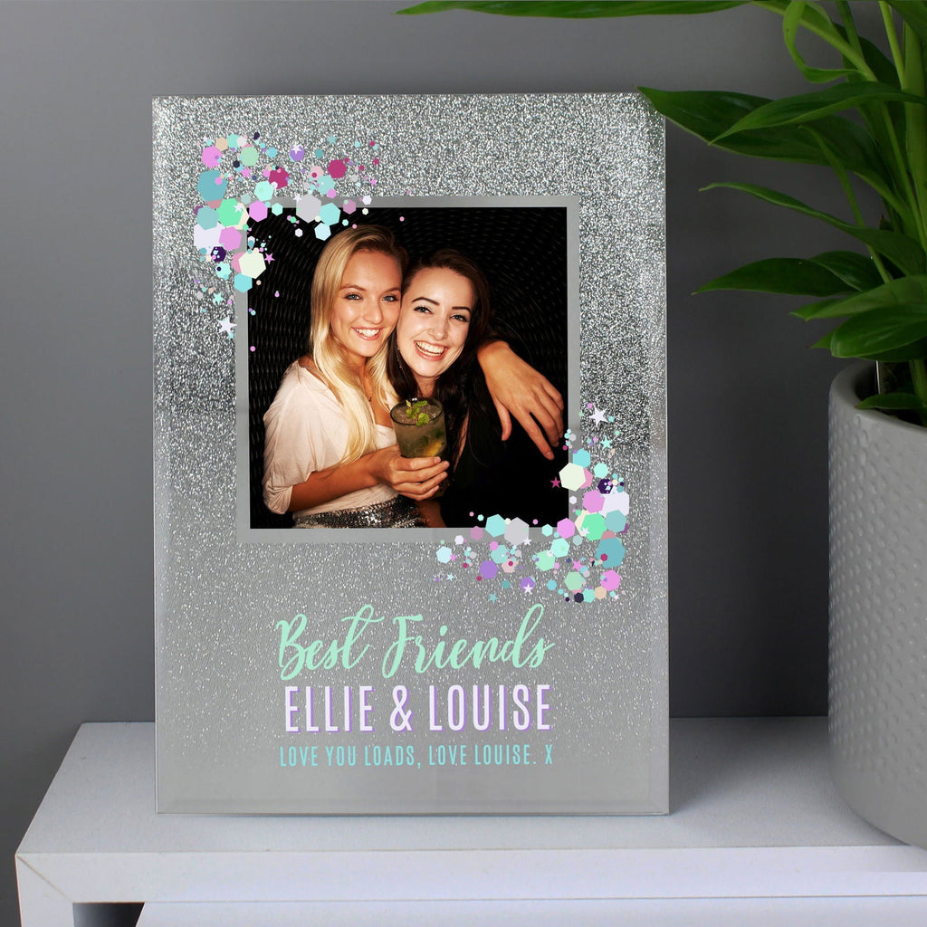 Personalised Festival Style 4x4 Inch Glitter Glass Photo Frame