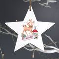 Personalised Festive Fawn Wooden Star Decoration
