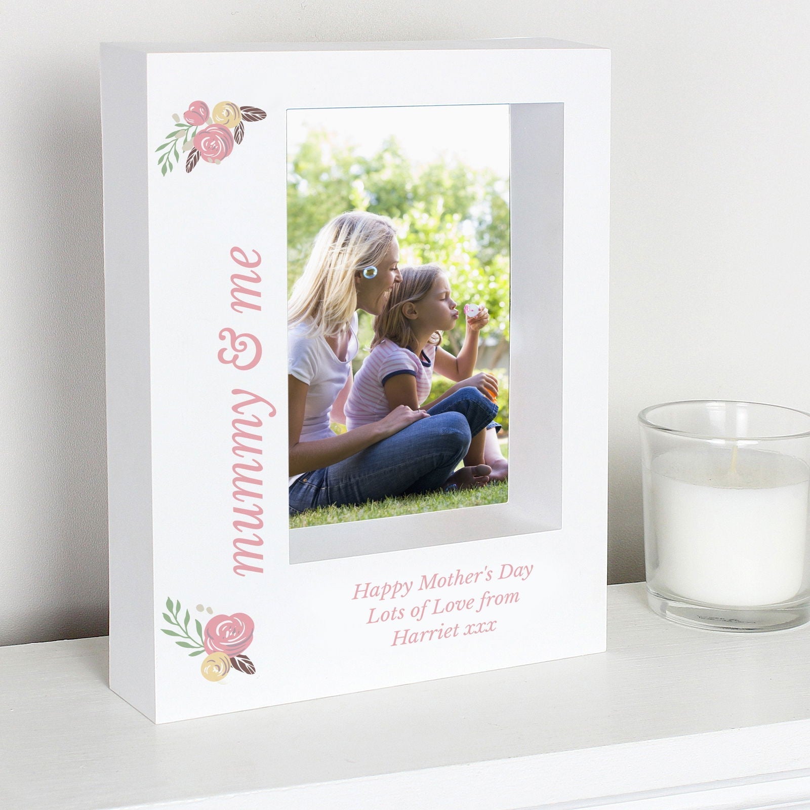 Personalised Floral 5x7 Inch Box Photo Frame