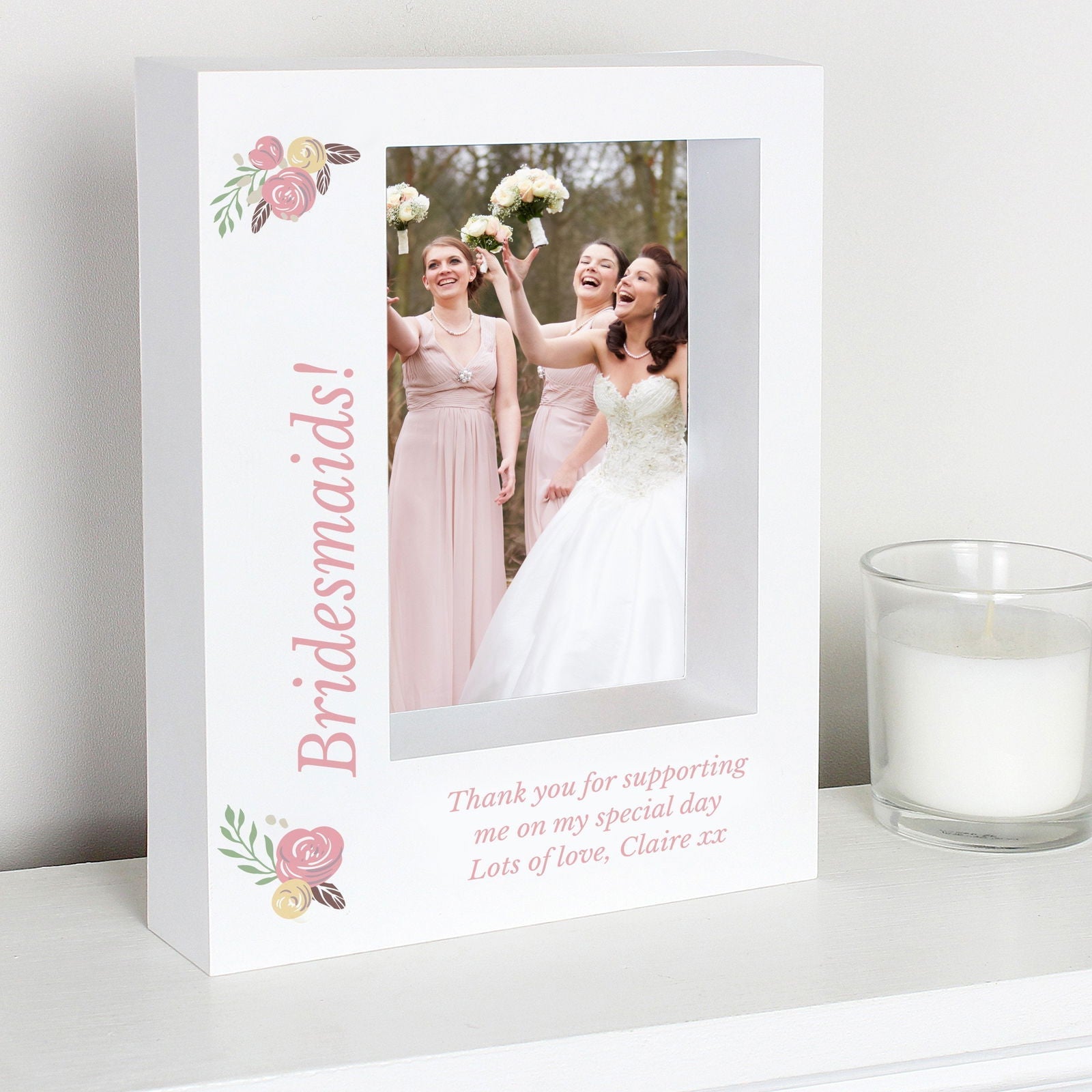 Personalised Floral 5x7 Inch Box Photo Frame