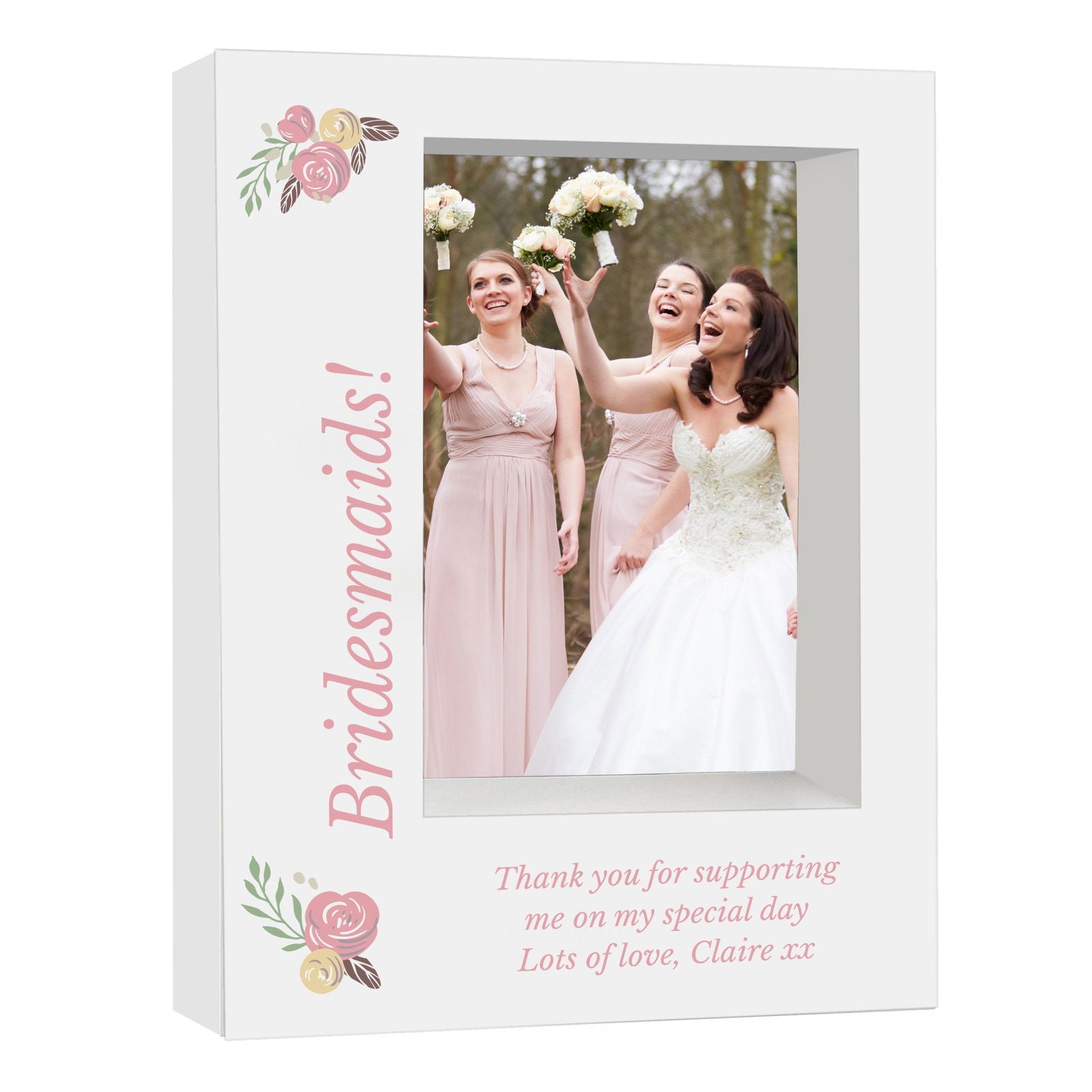 Personalised Floral 5x7 Inch Box Photo Frame