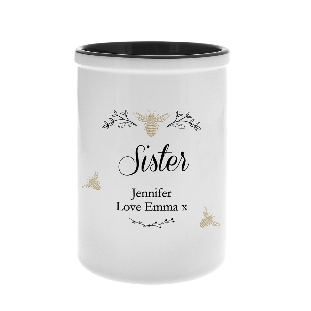 Personalised Floral Bee Straight Sided Flower Pot