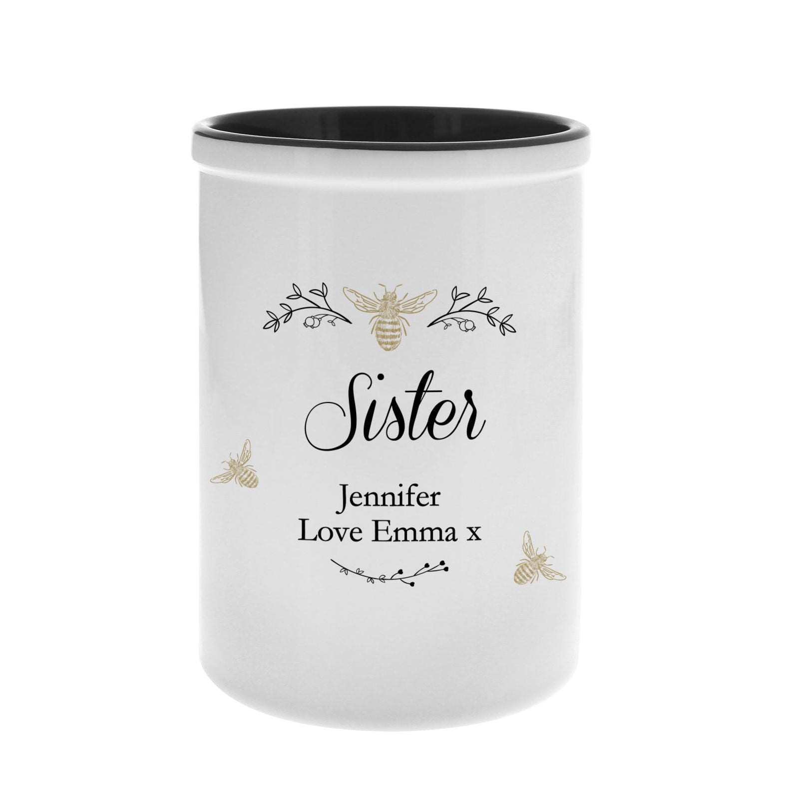 Personalised Floral Bee Straight Sided Flower Pot