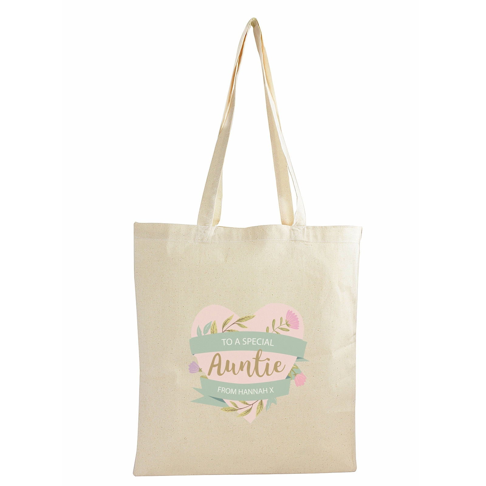 Personalised Floral Heart Mothers Day Cotton Bag