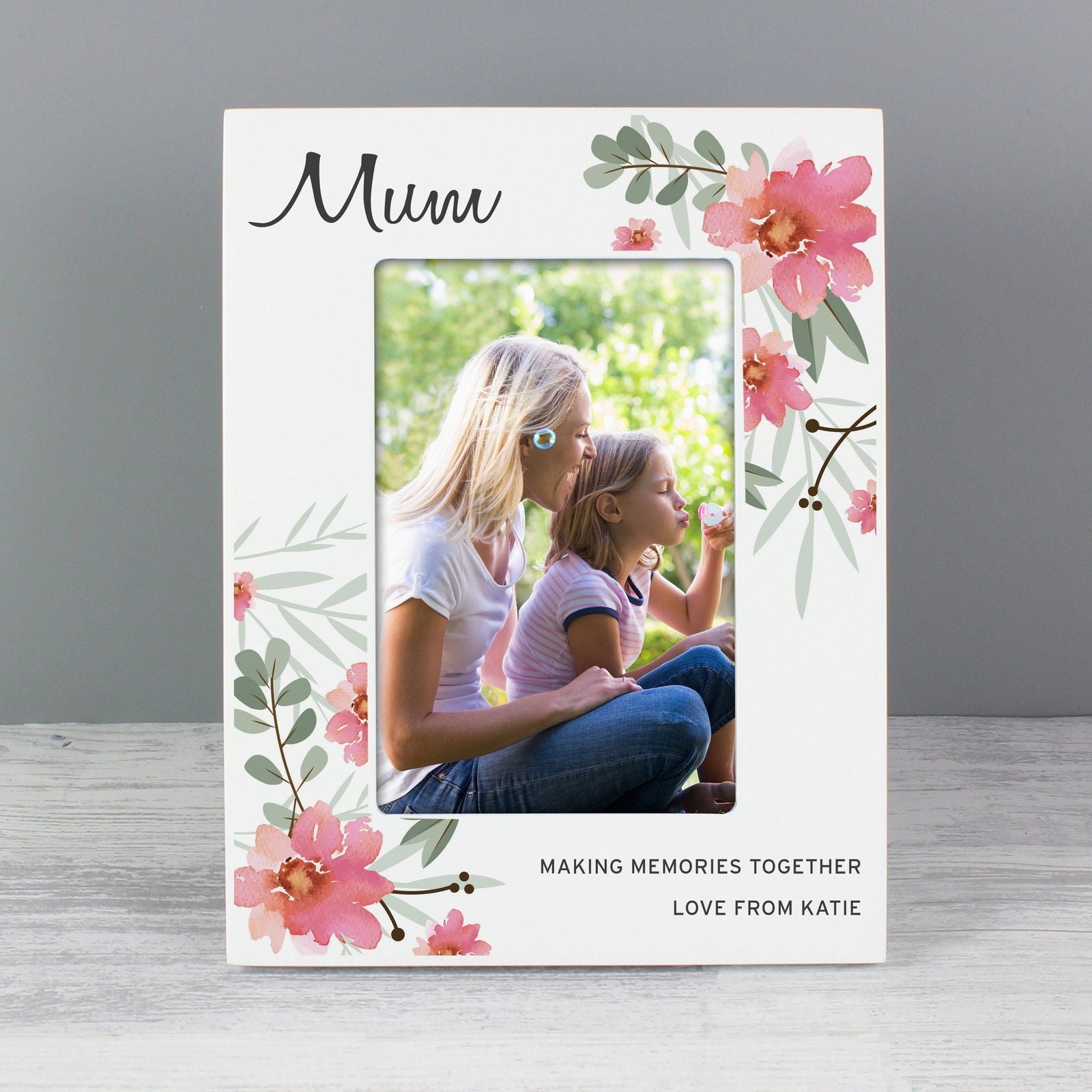 Personalised Floral Sentimental 6x4 Inch Wooden Photo Frame