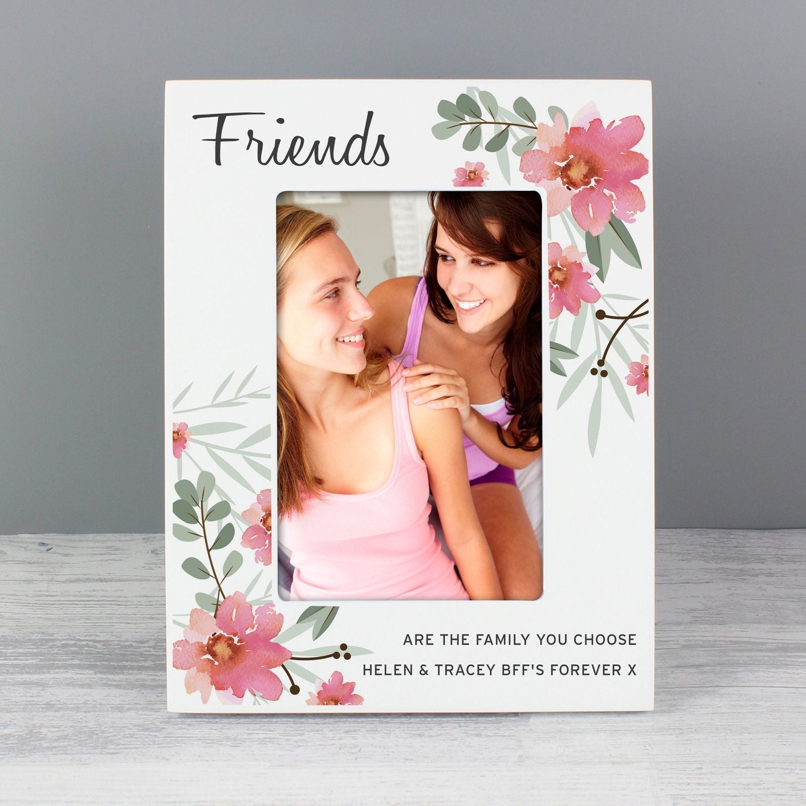 Personalised Floral Sentimental 6x4 Inch Wooden Photo Frame