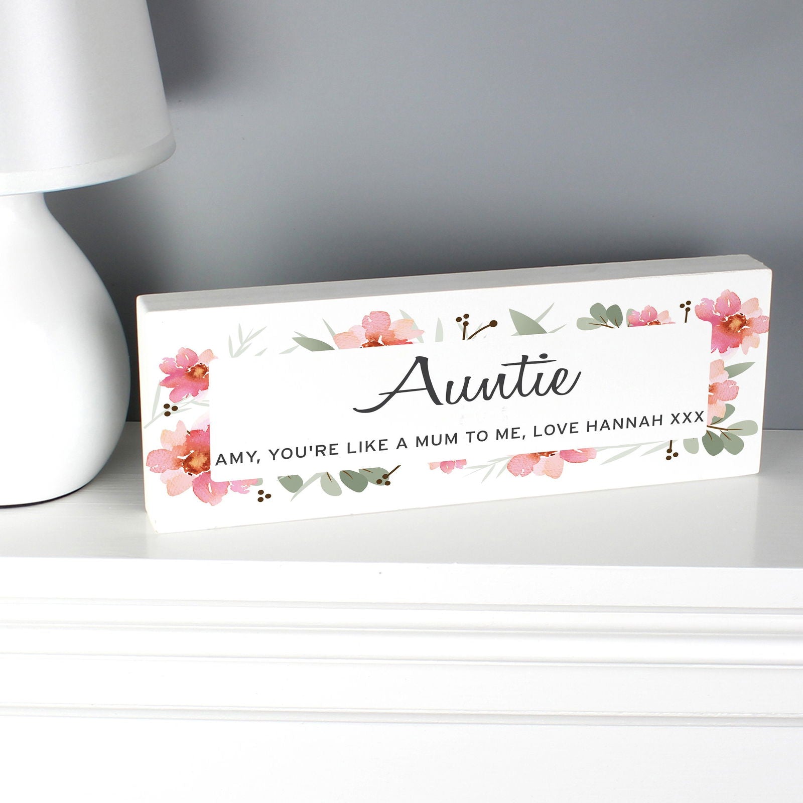 Personalised Floral Sentimental Wooden Block Sign