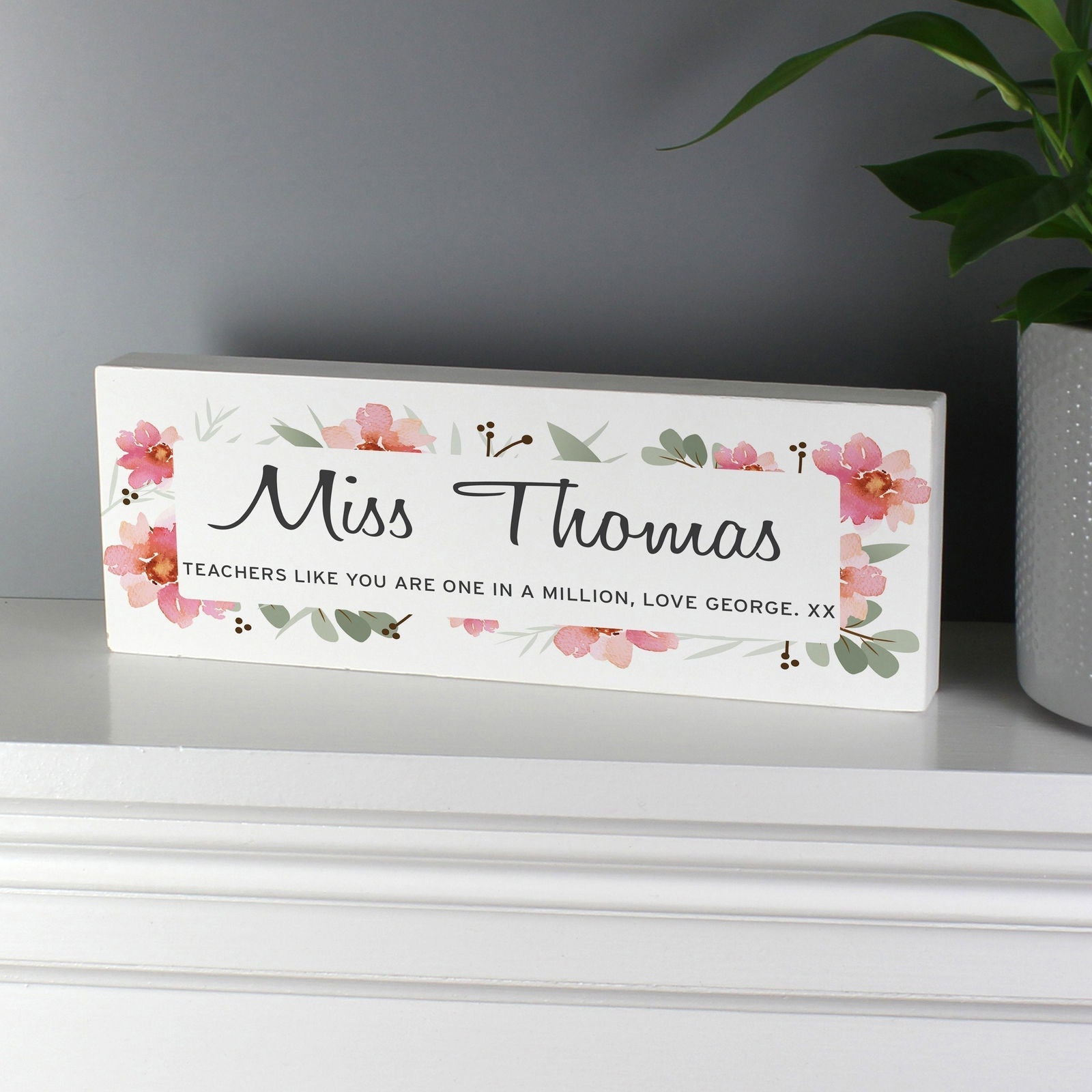 Personalised Floral Sentimental Wooden Block Sign