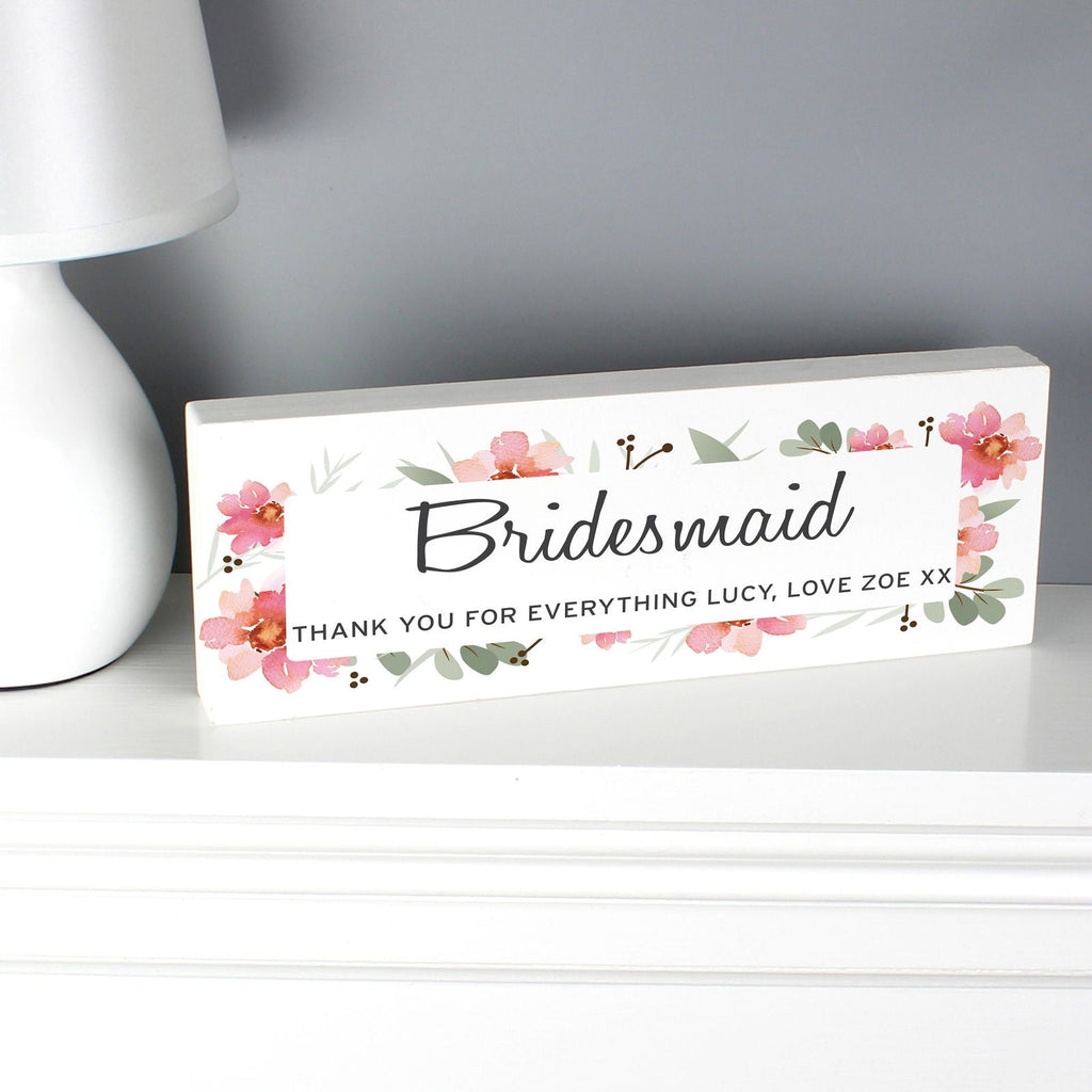Personalised Floral Sentimental Wooden Block Sign