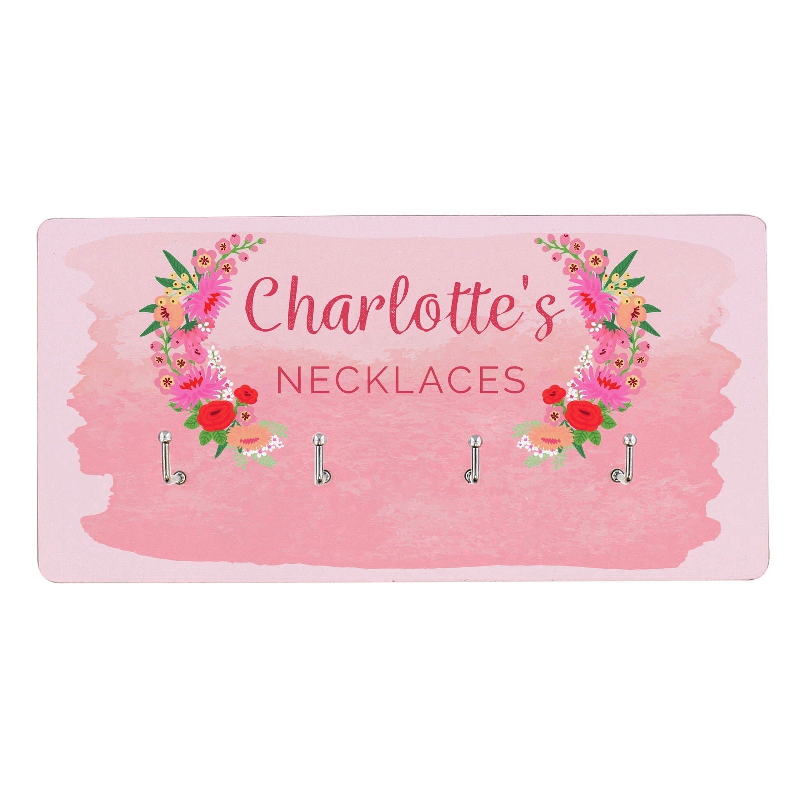 Personalised Floral Watercolour Jewellery Hooks