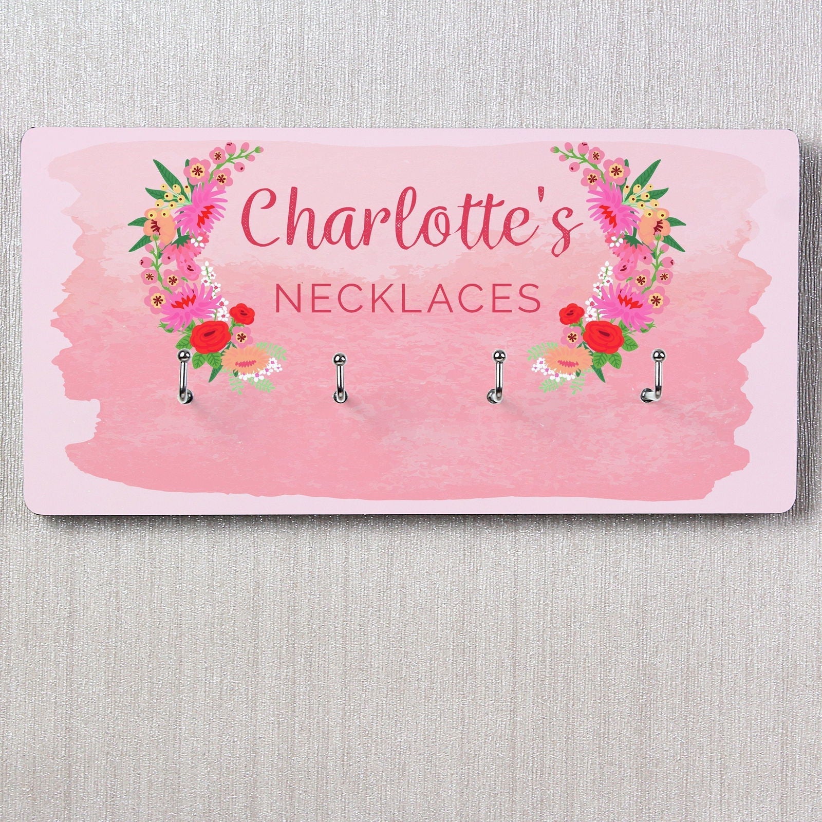 Personalised Floral Watercolour Jewellery Hooks