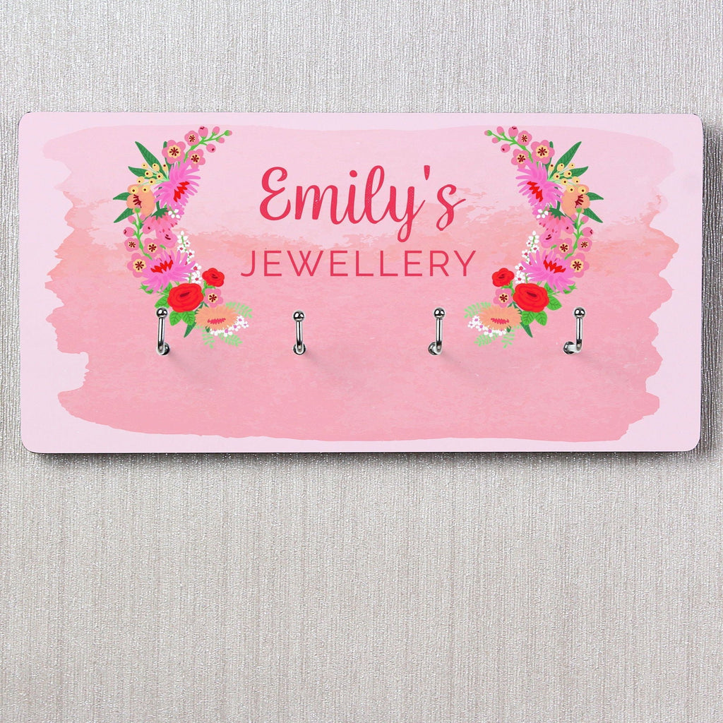 Personalised Floral Watercolour Jewellery Hooks