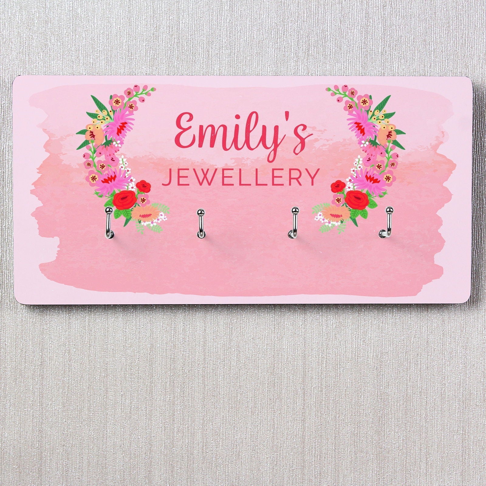 Personalised Floral Watercolour Jewellery Hooks