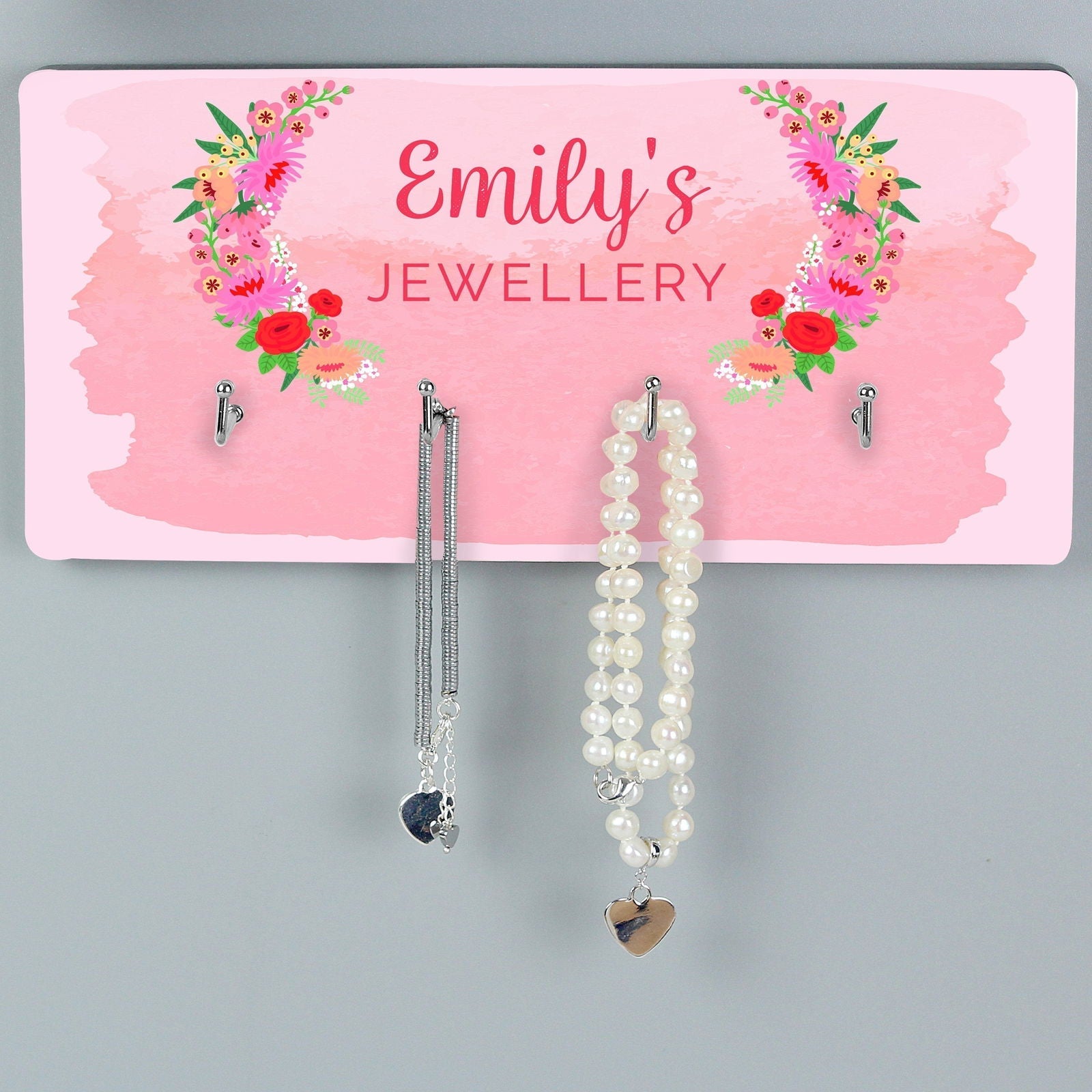 Personalised Floral Watercolour Jewellery Hooks