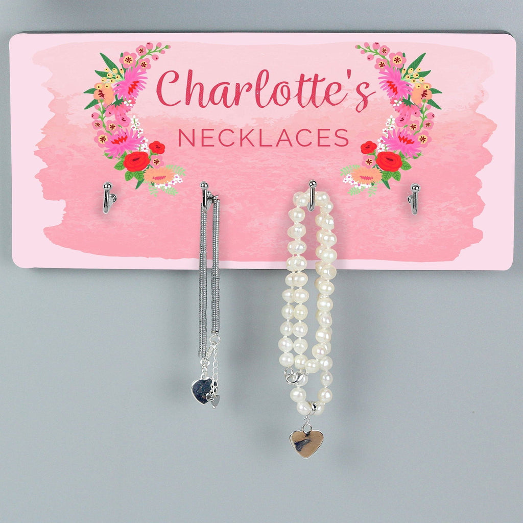 Personalised Floral Watercolour Jewellery Hooks