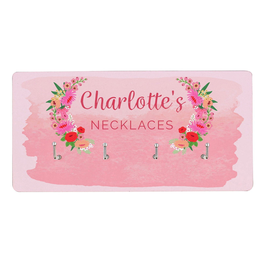 Personalised Floral Watercolour Jewellery Hooks