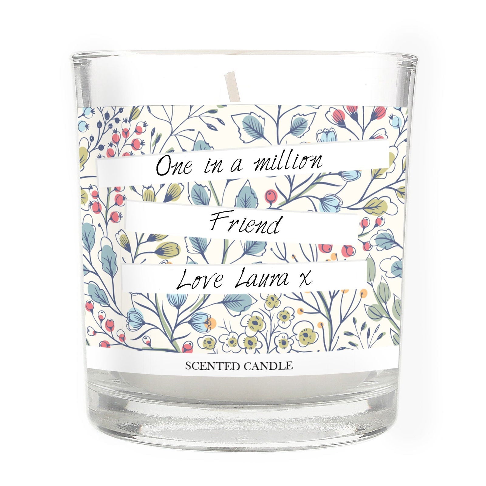 Personalised Floral Watercolour Scented Jar Candle