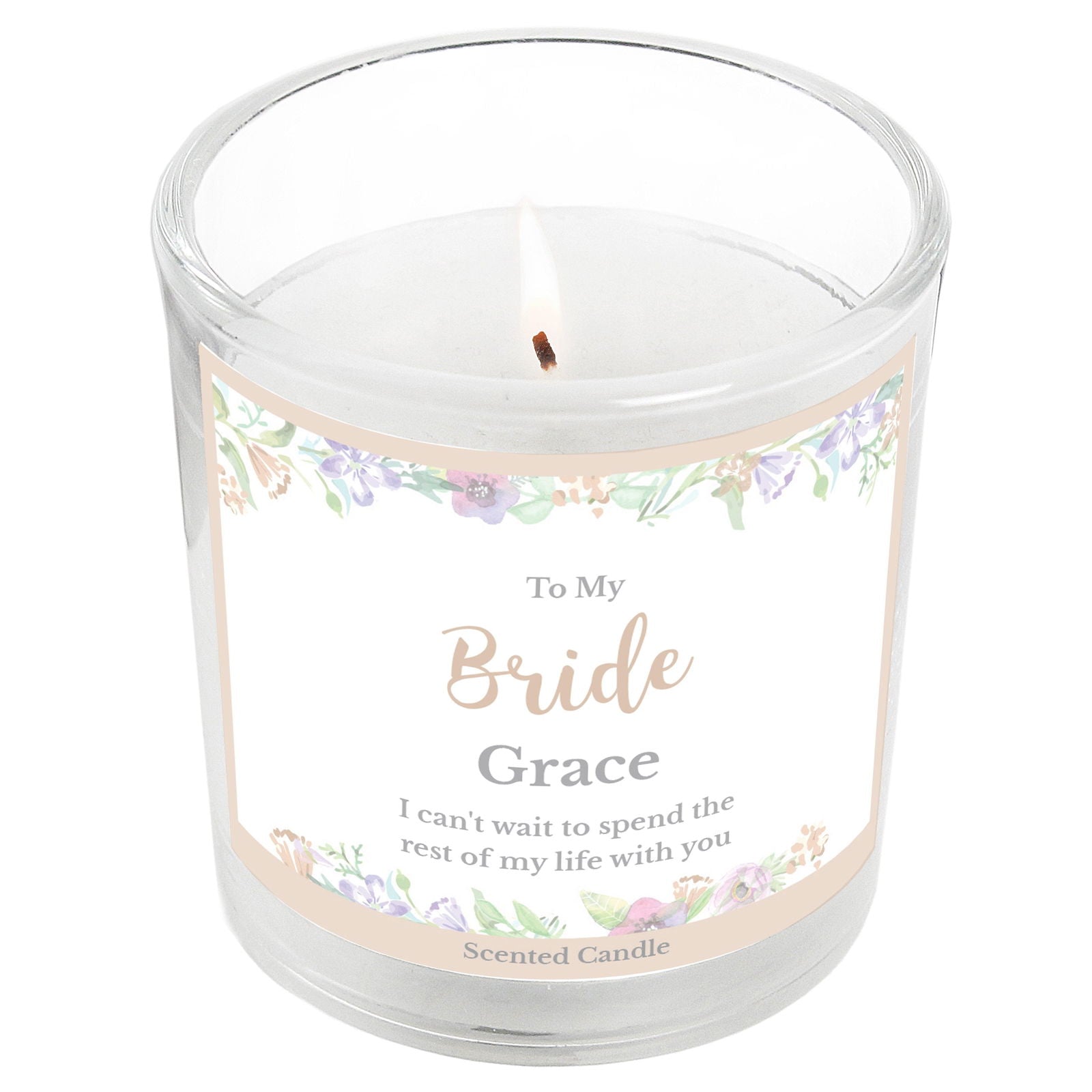 Personalised Floral Watercolour Scented Jar Candle