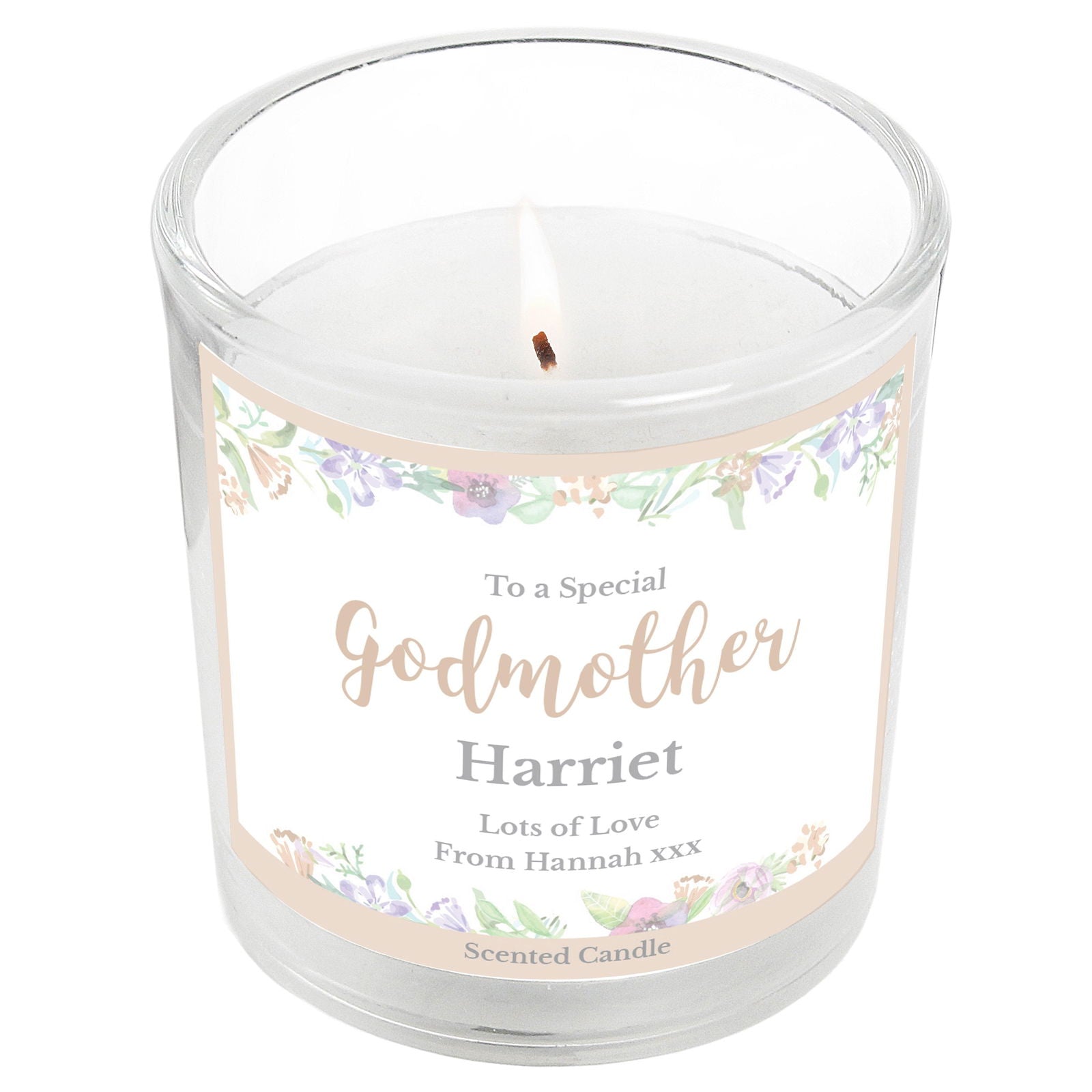 Personalised Floral Watercolour Scented Jar Candle