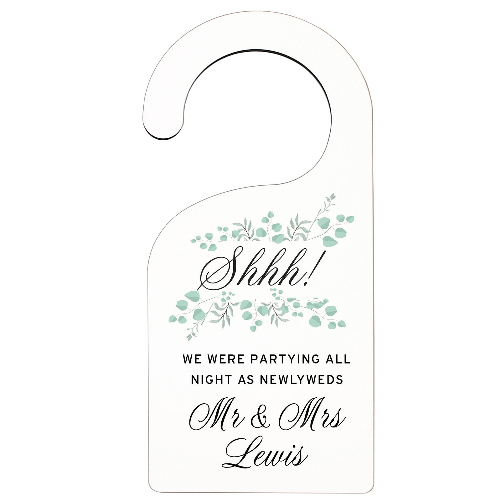 Personalised Floral And Eucalyptus Wedding Door Hanger