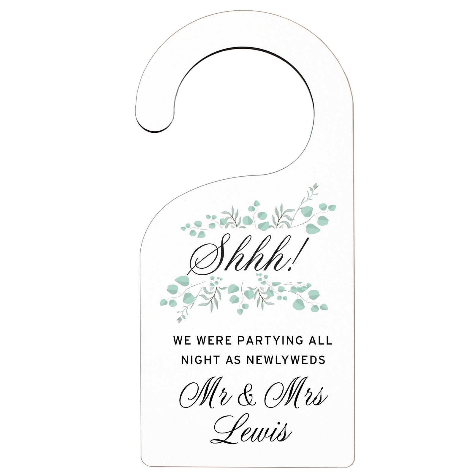 Personalised Floral And Eucalyptus Wedding Door Hanger