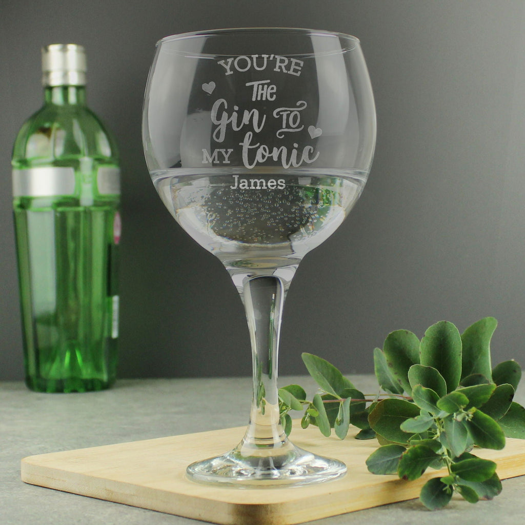 Personalised 'Gin To My Tonic' Gin Balloon Glass