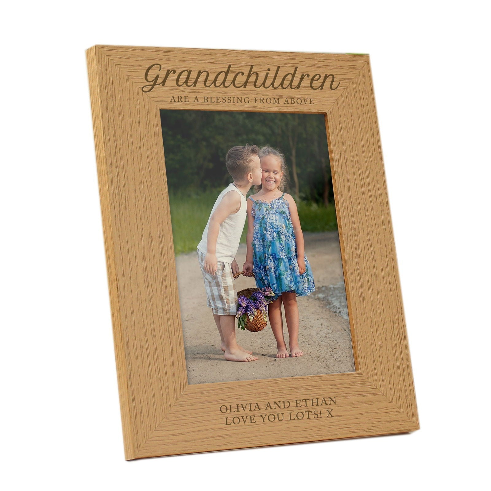 Personalised 'Grandchildren Are A Blessing' 5x7 Inch Wooden Photo Frame