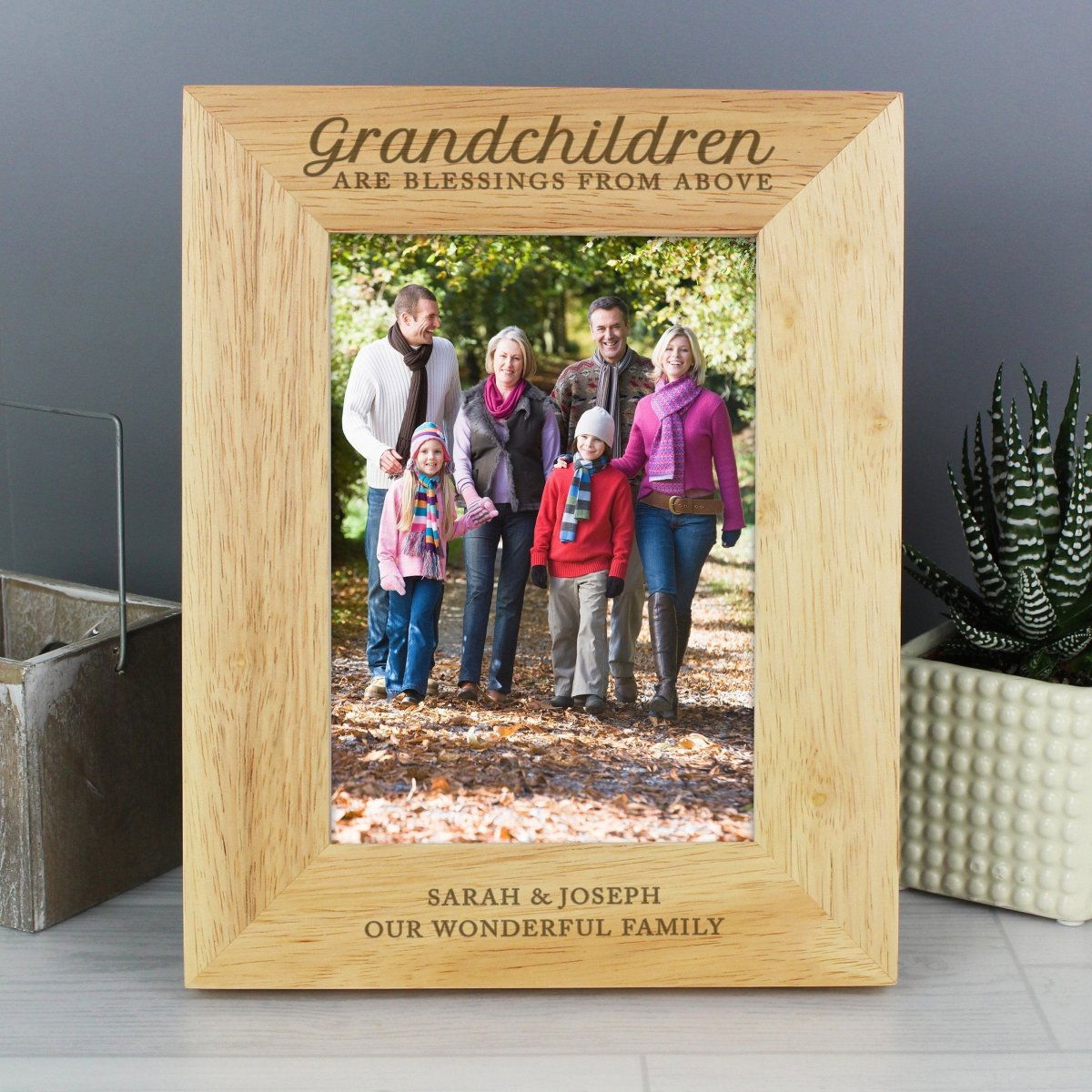 Personalised 'Grandchildren Are A Blessing' 5x7 Inch Wooden Photo Frame