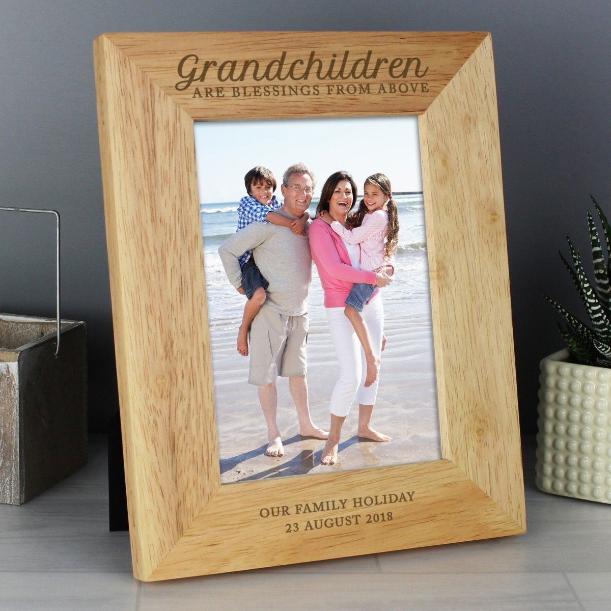 Personalised 'Grandchildren Are A Blessing' 5x7 Inch Wooden Photo Frame