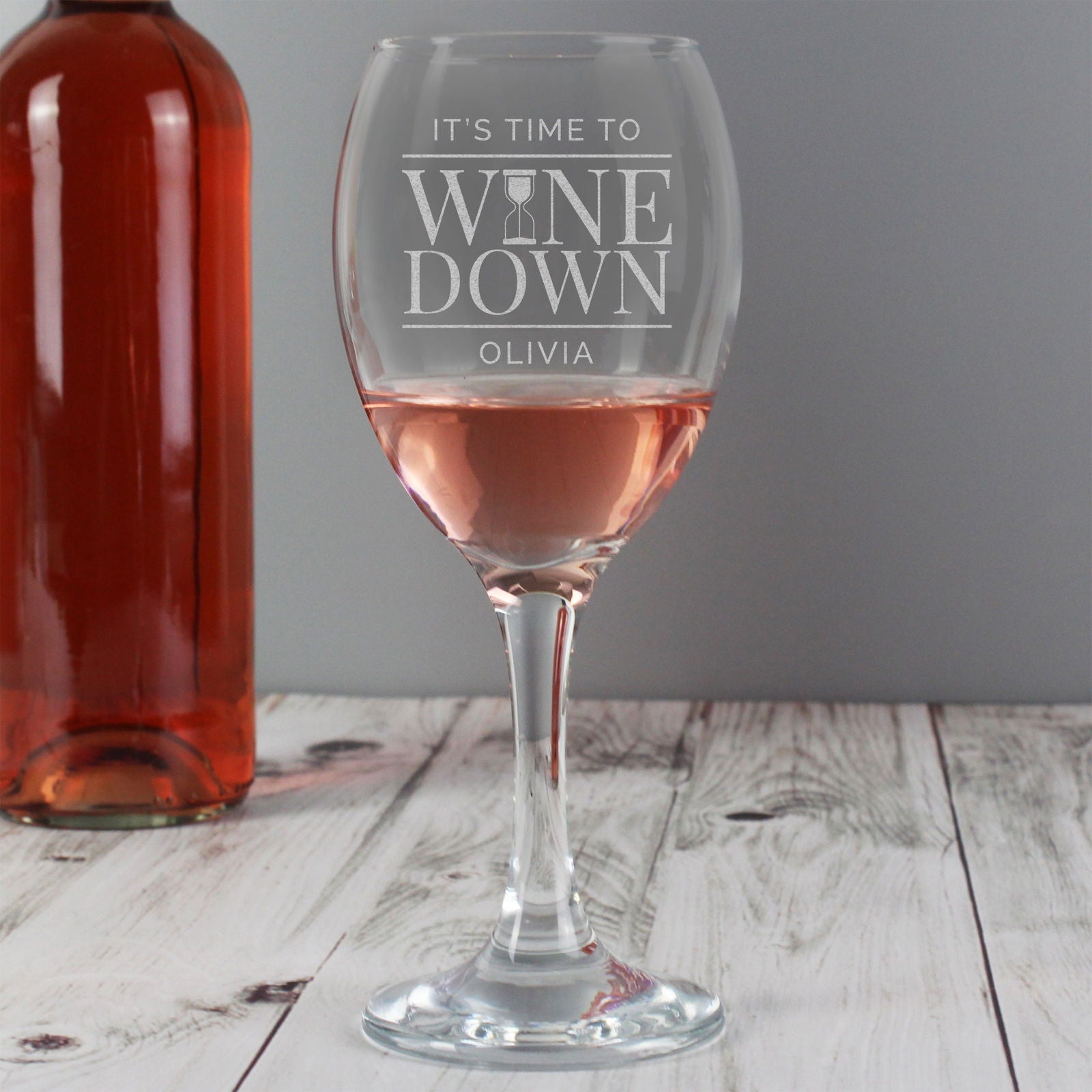 Personalised 'It's Time To Wine Down' Wine Glass