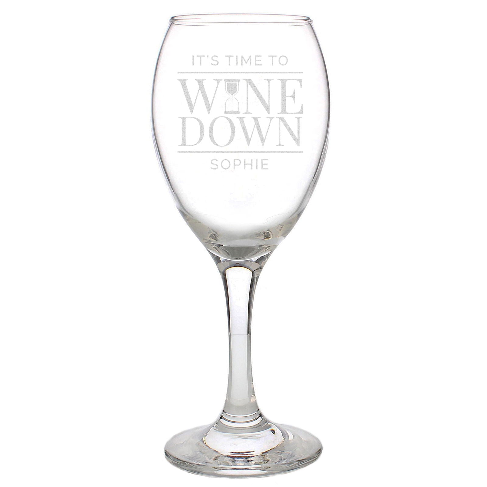 Personalised 'It's Time To Wine Down' Wine Glass