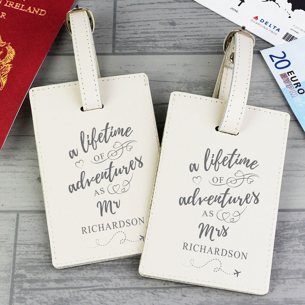Personalised 'Lifetime Of Adventures' Couples Luggage Tags