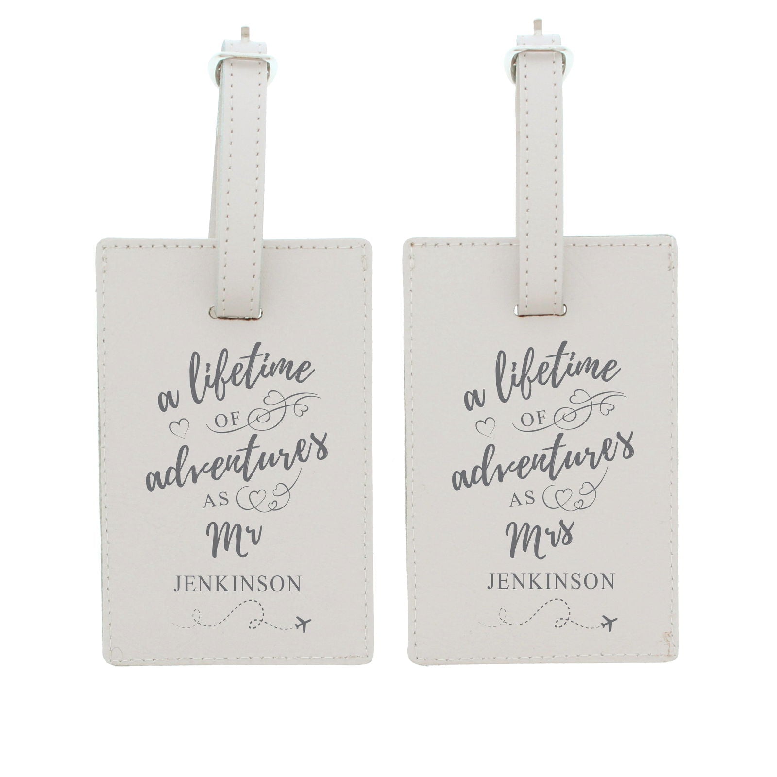 Personalised 'Lifetime Of Adventures' Couples Luggage Tags