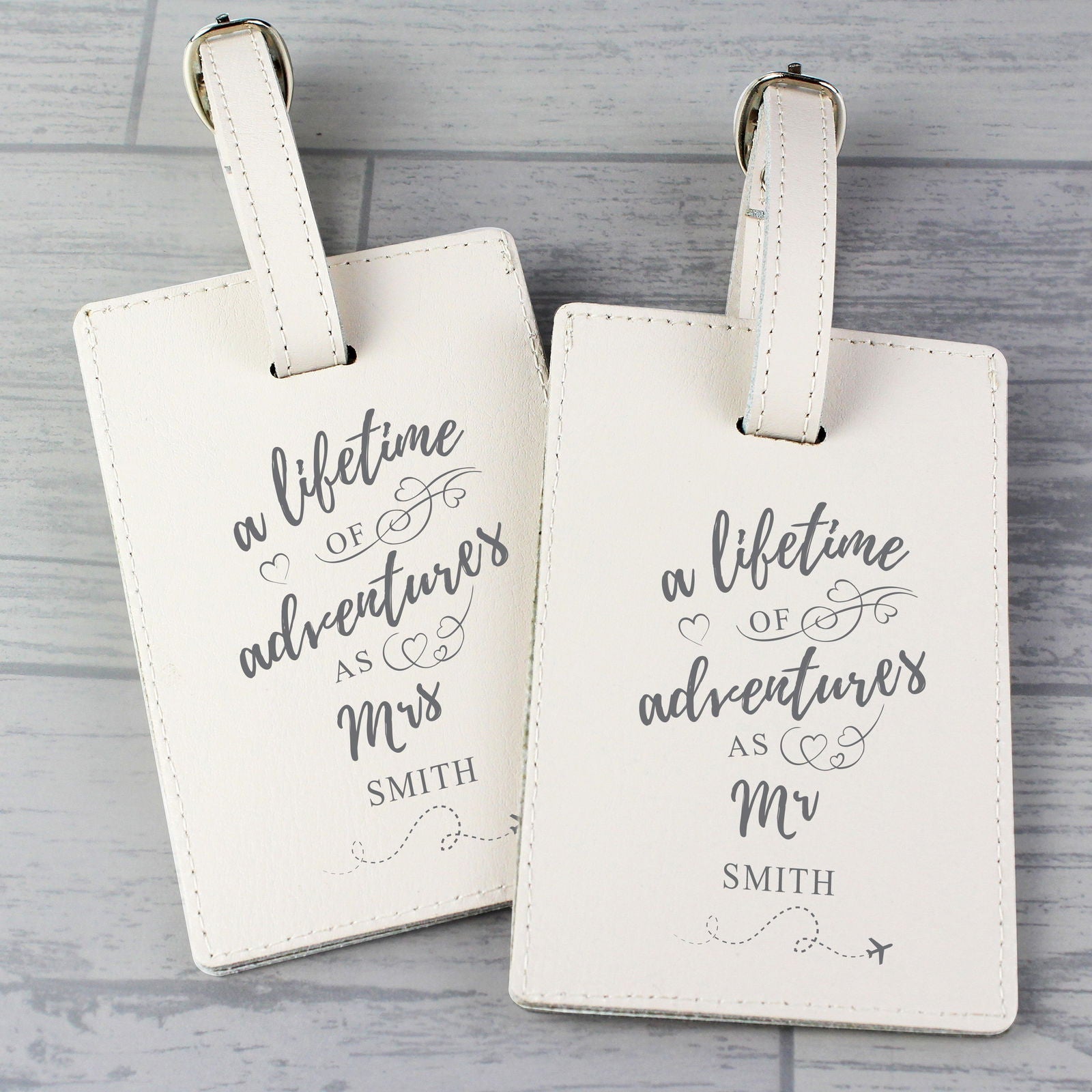 Personalised 'Lifetime Of Adventures' Couples Luggage Tags