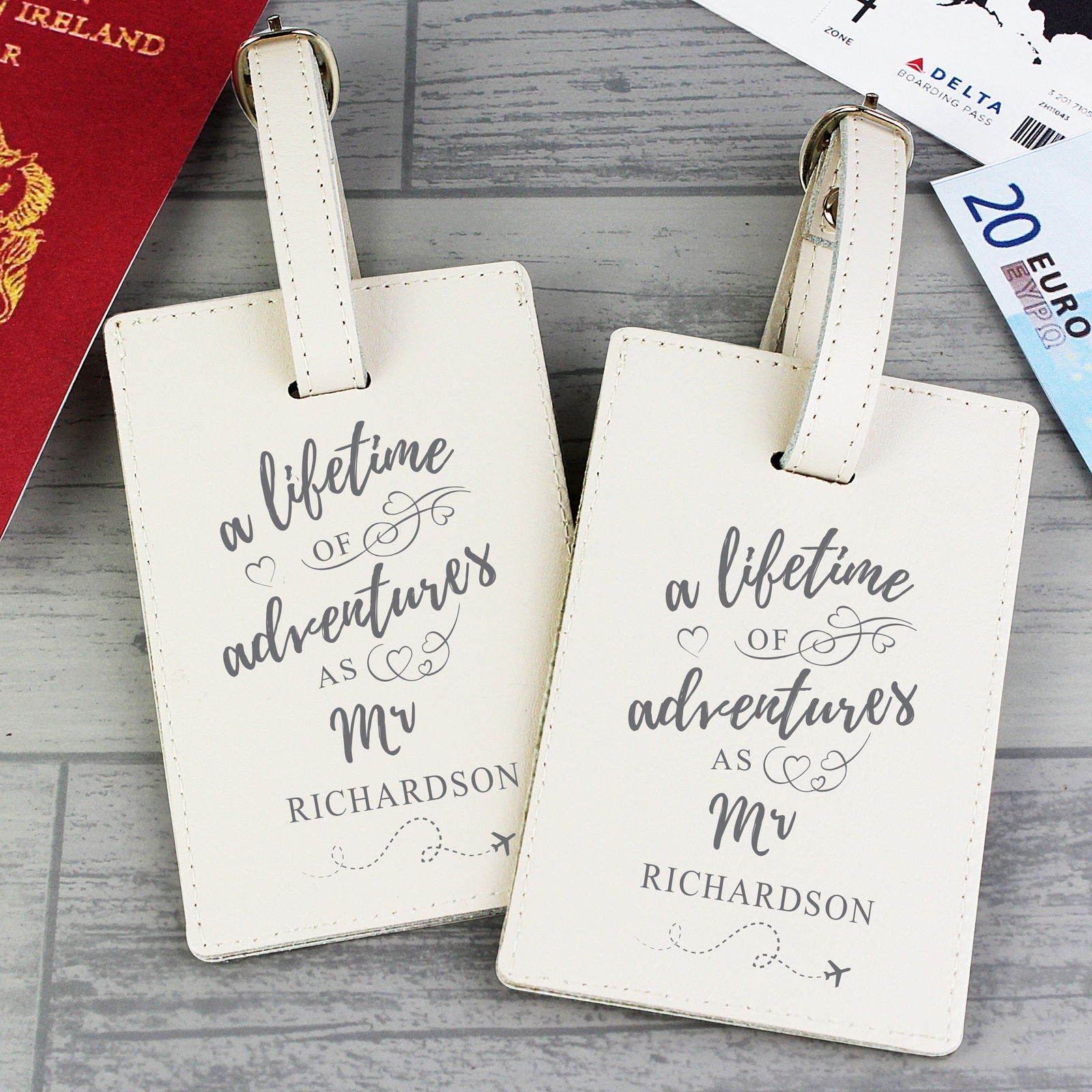 Personalised 'Lifetime Of Adventures' Couples Luggage Tags