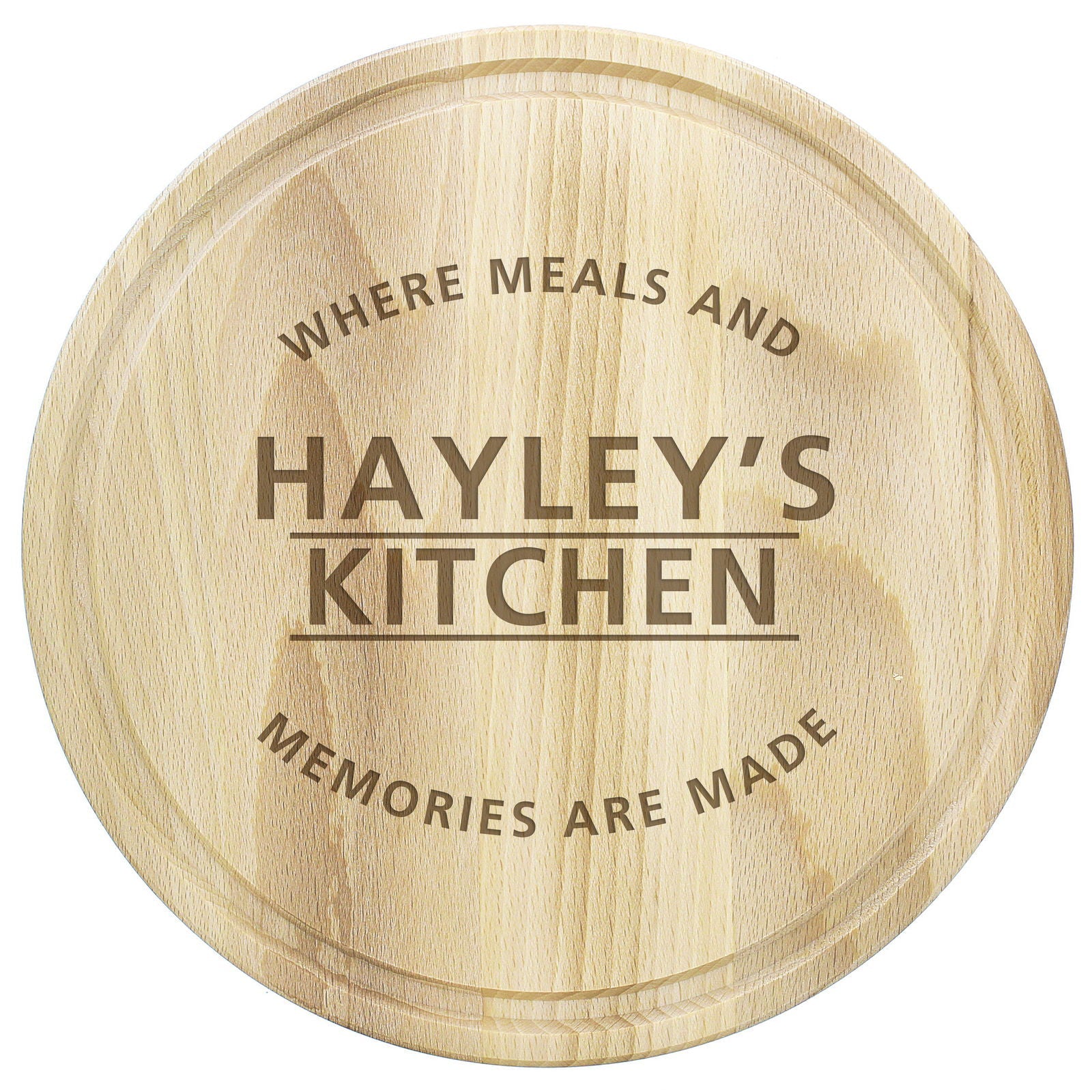 Personalised 'Meals And Memories' Round Chopping Board