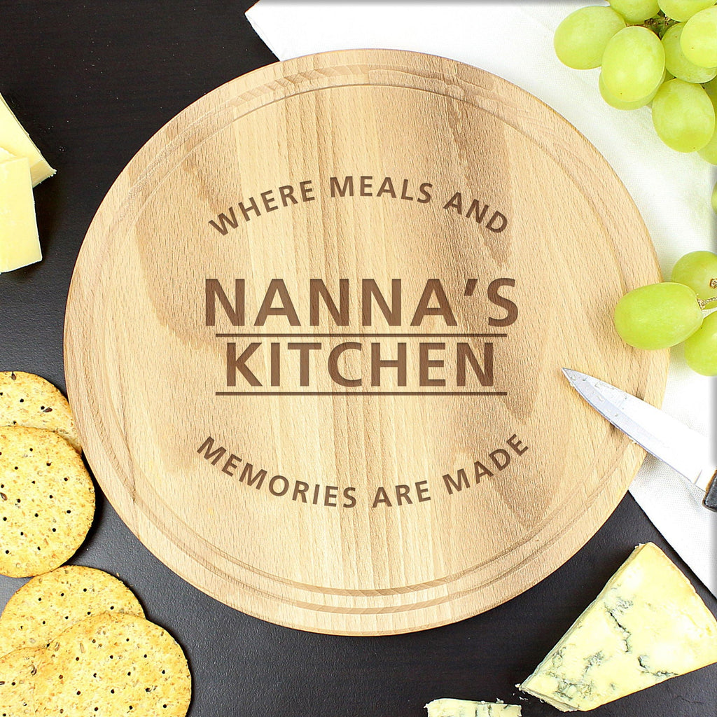 Personalised 'Meals And Memories' Round Chopping Board