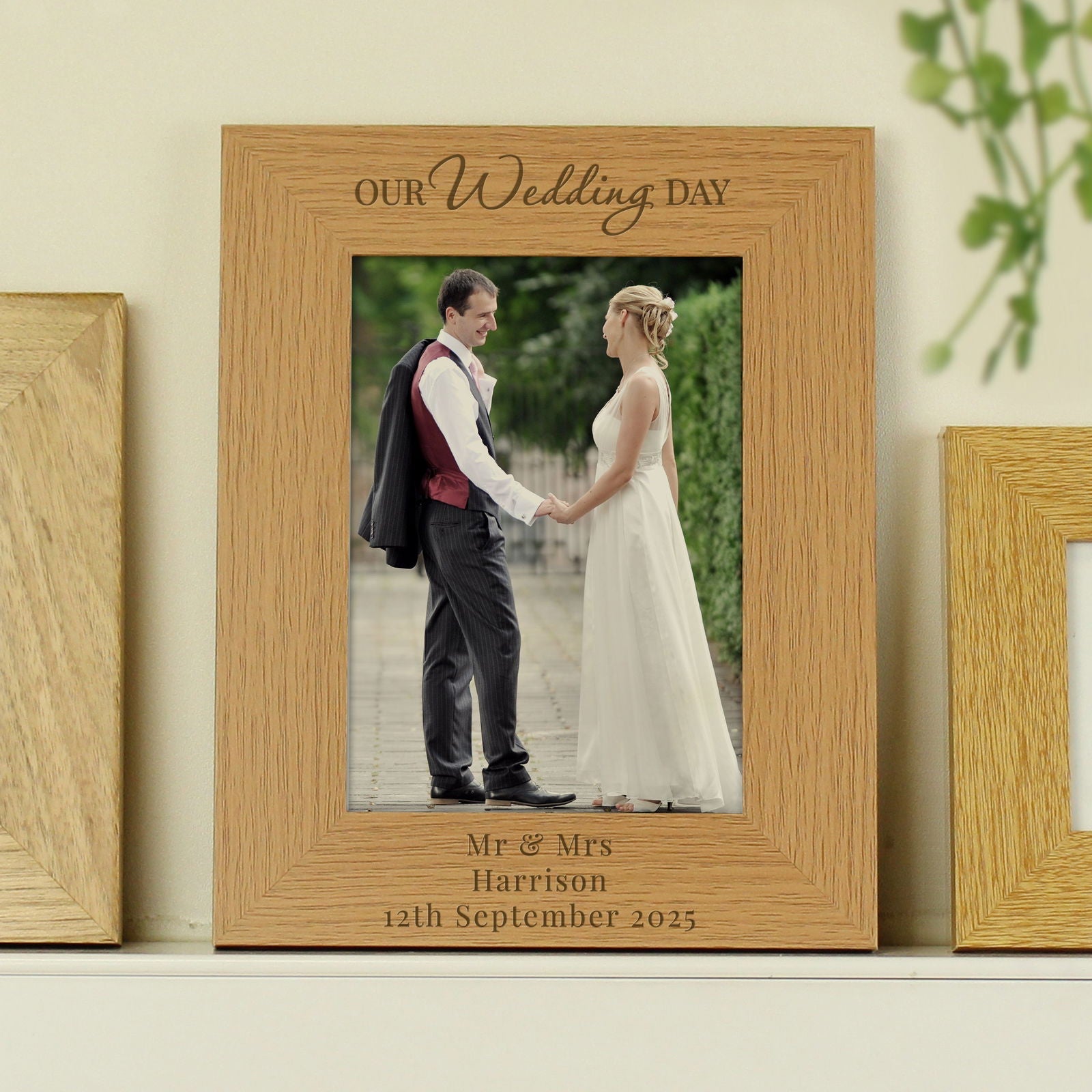 Personalised 'Our Wedding Day' 5x7 Inch Wooden Photo Frame