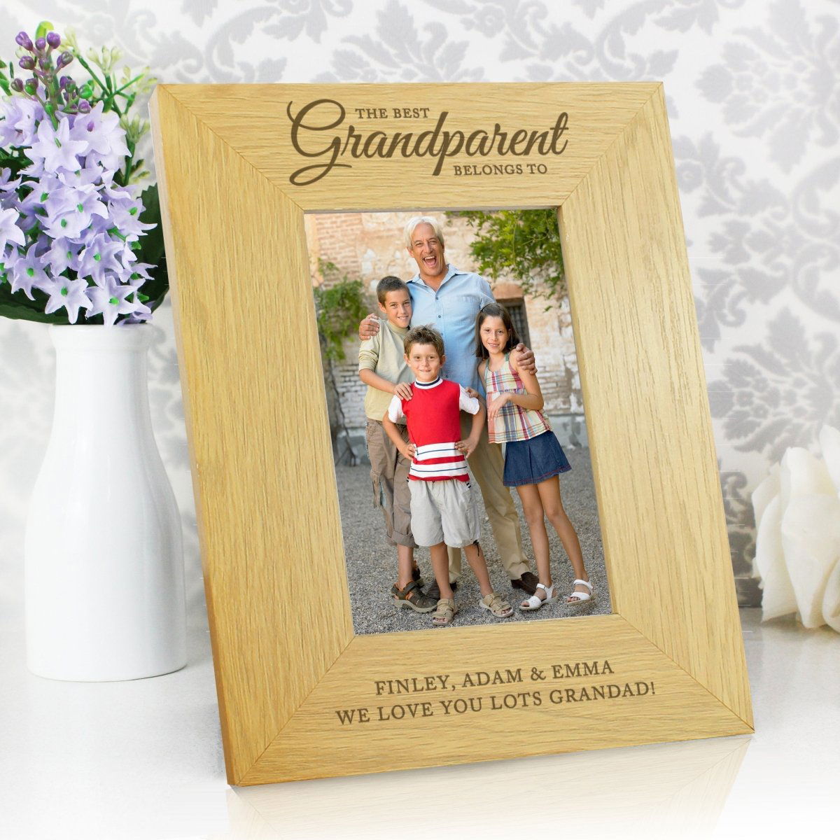 Personalised "The Best Grandparent" 4x6 Inch Oak Finish Photo Frame