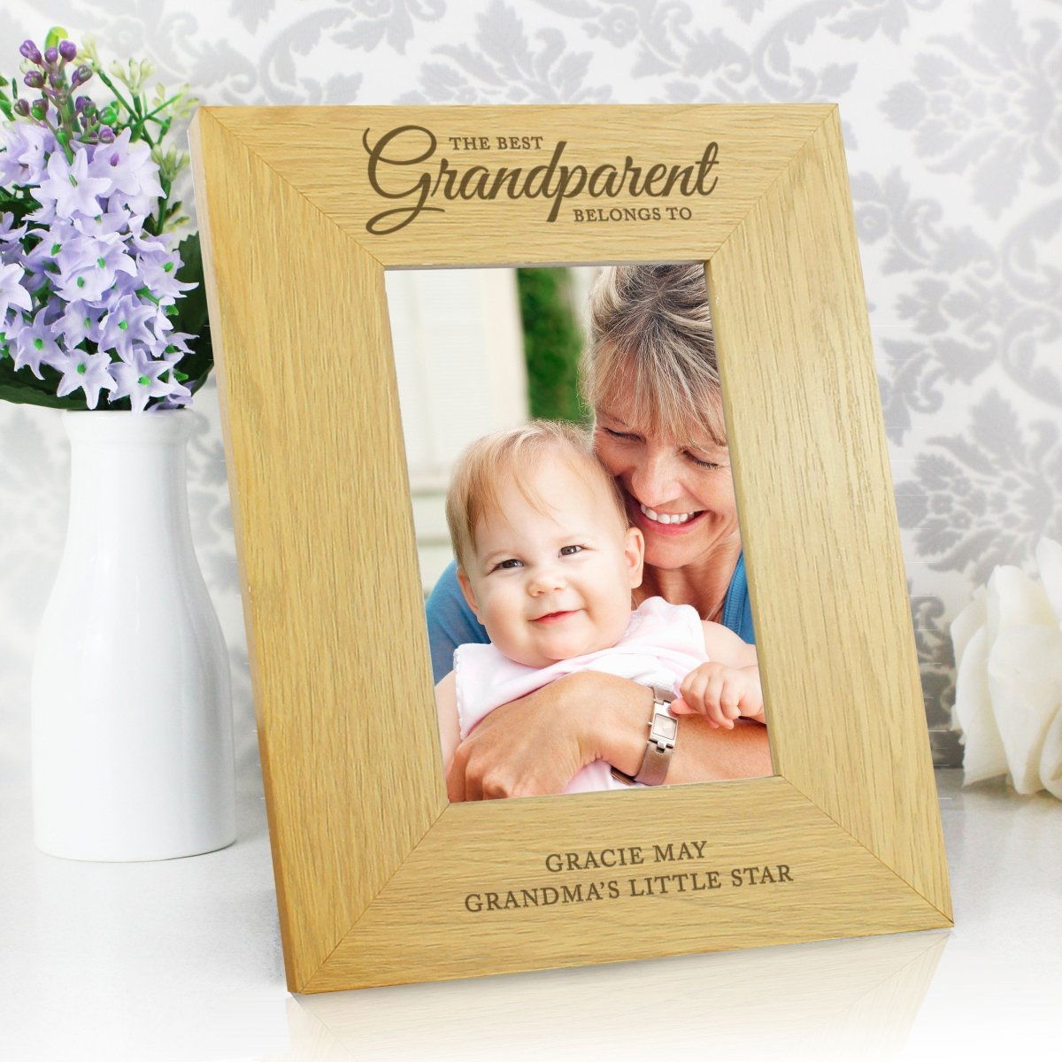 Personalised "The Best Grandparent" 4x6 Inch Oak Finish Photo Frame