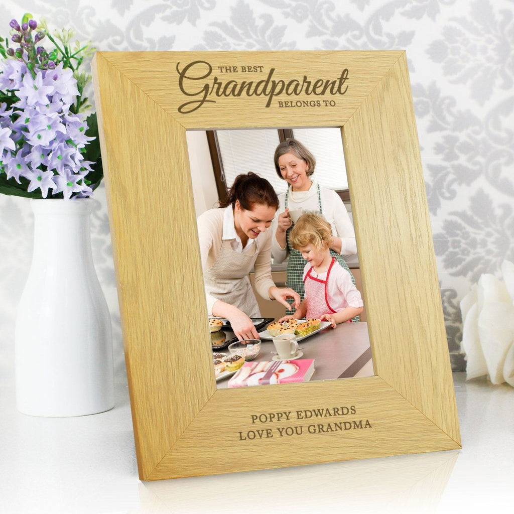 Personalised "The Best Grandparent" 4x6 Inch Oak Finish Photo Frame