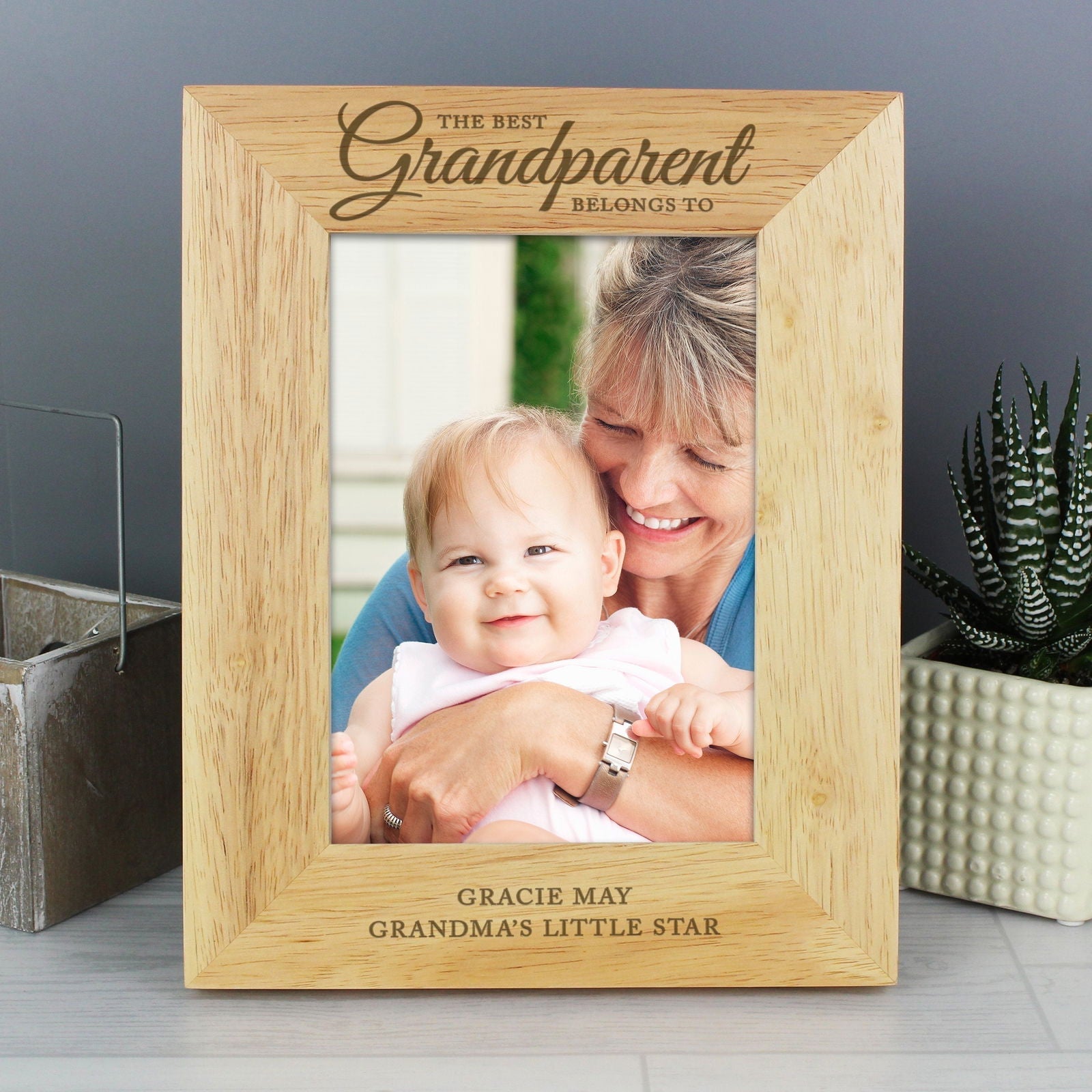 Personalised 'the Best Grandparent' 5x7 Inch Wooden Photo Frame