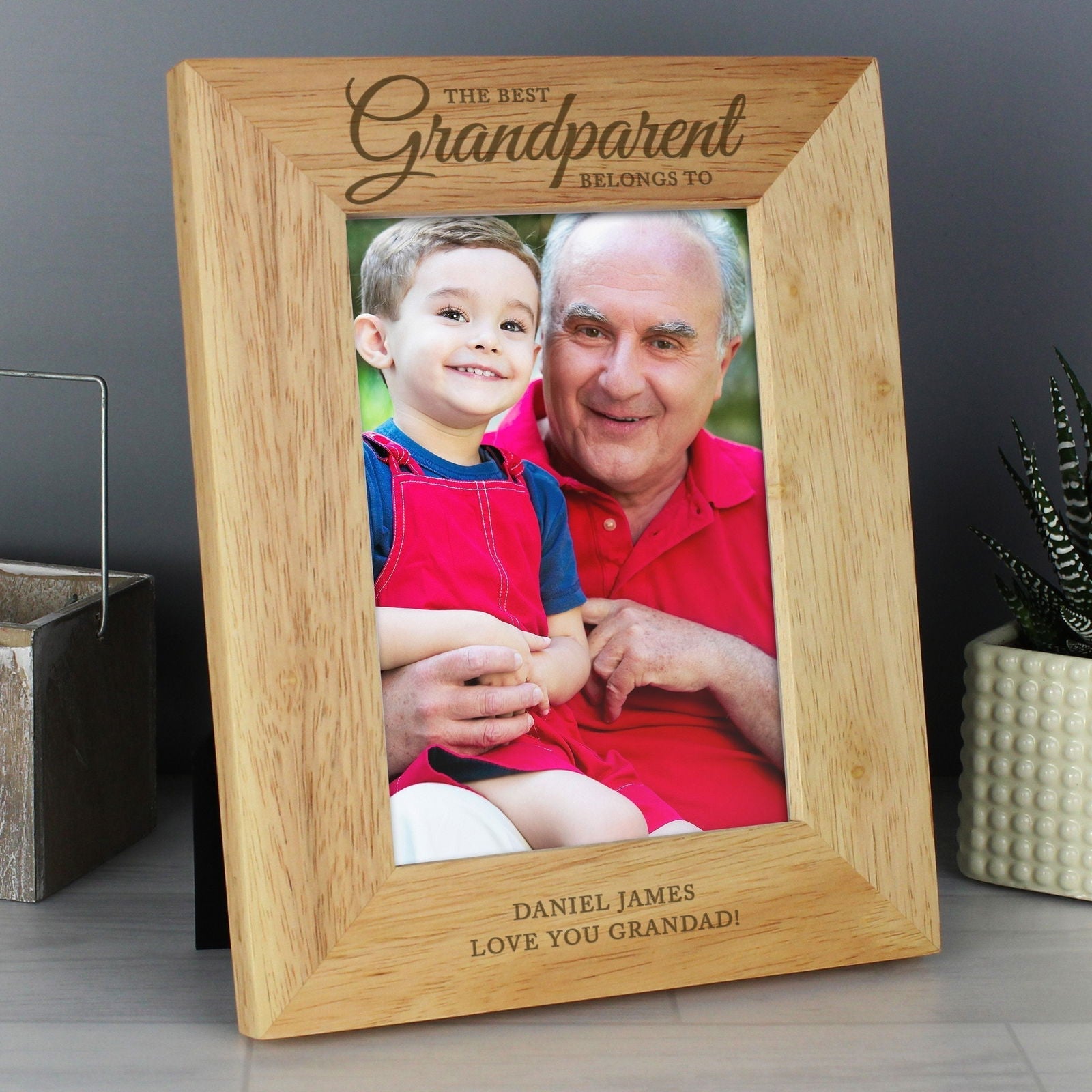 Personalised 'the Best Grandparent' 5x7 Inch Wooden Photo Frame