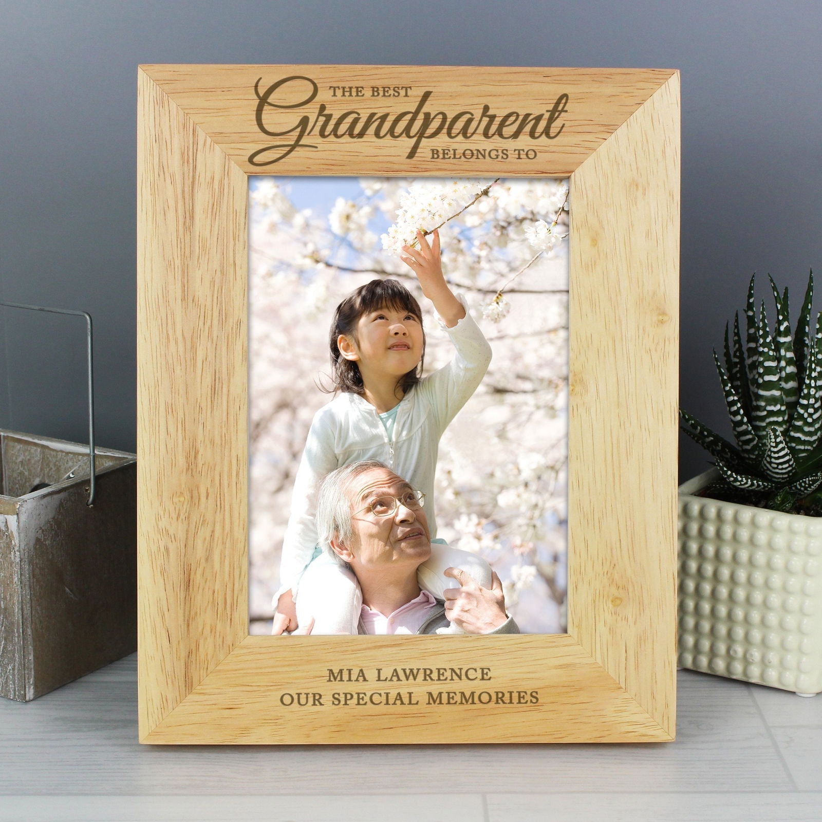 Personalised 'the Best Grandparent' 5x7 Inch Wooden Photo Frame