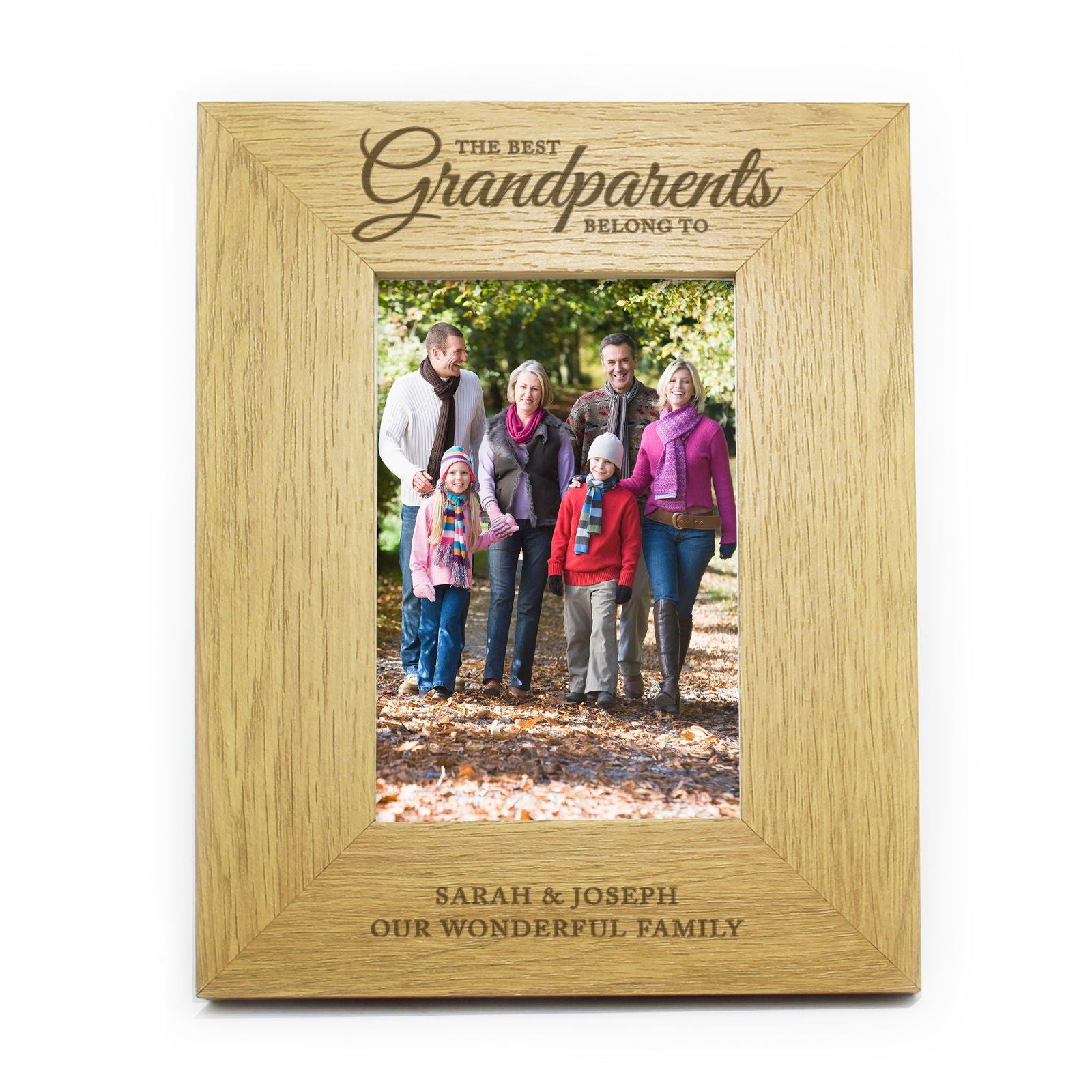 Personalised "The Best Grandparents"4x6 Inch Oak Finish Photo Frame